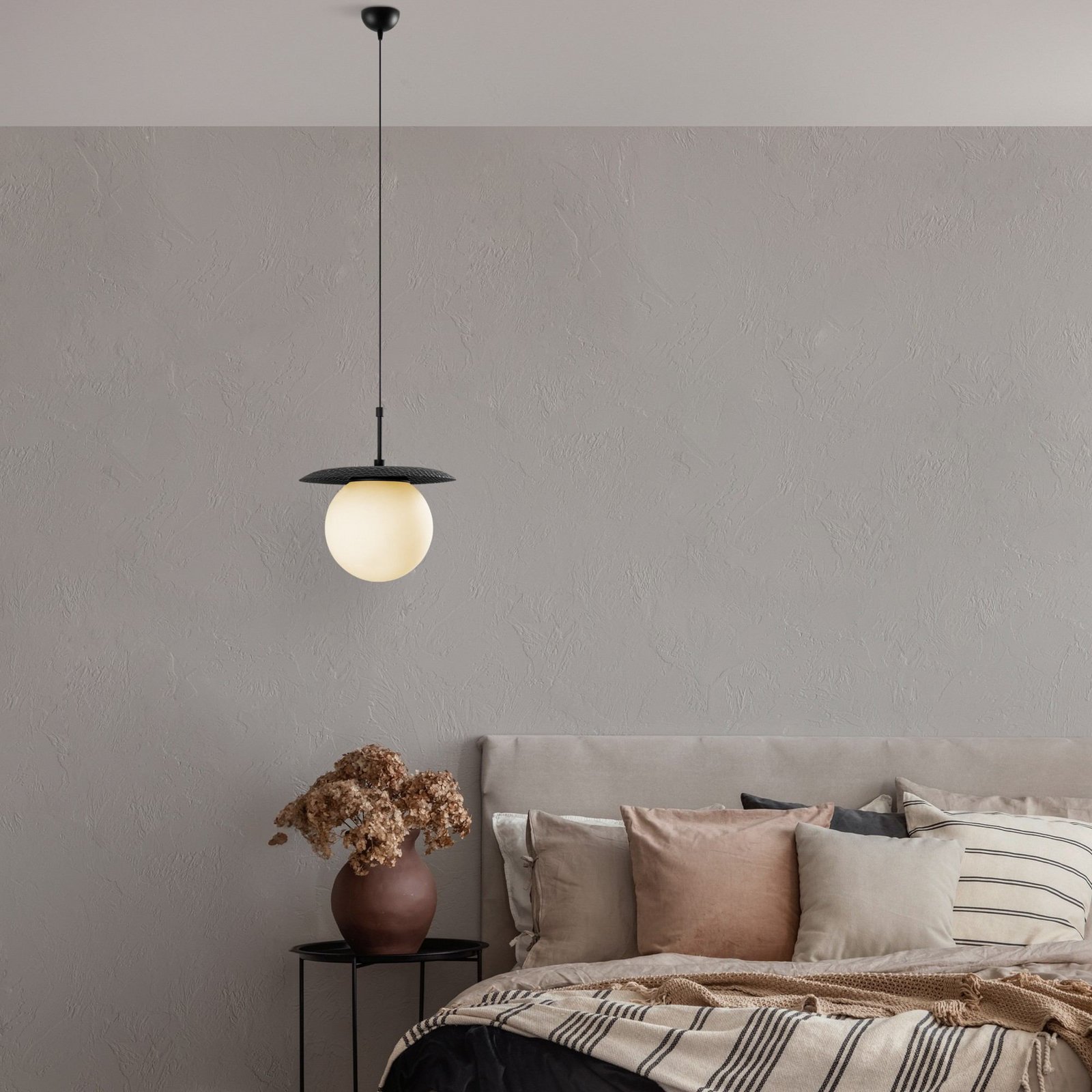 Hanglamp Anemon, zwart, glas, Ø 30 cm, E27