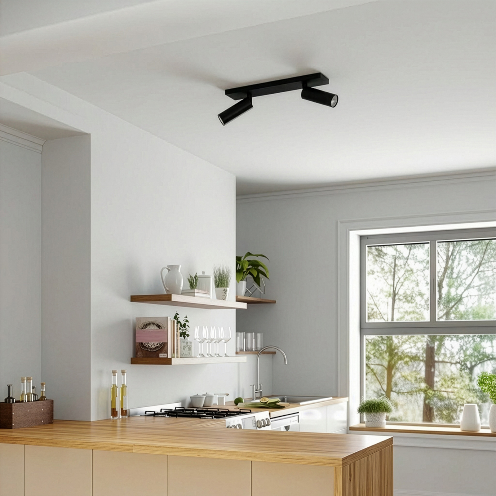 Arcchio Spot pour plafond Brinja Slim, noir, à 2 lampes GU10 MR11