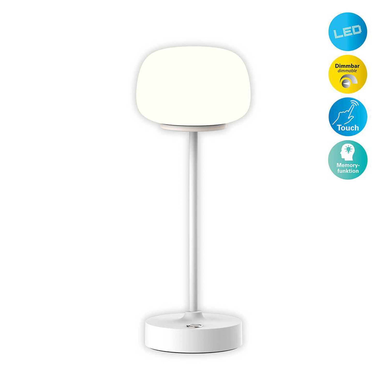 Lampe à poser LED rechargeable Pina blanc hauteur 27,8 cm métal/verre Touch