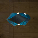 LZF висяща лампа Nut, синьо/никелово, дължина 42 cm, дърво