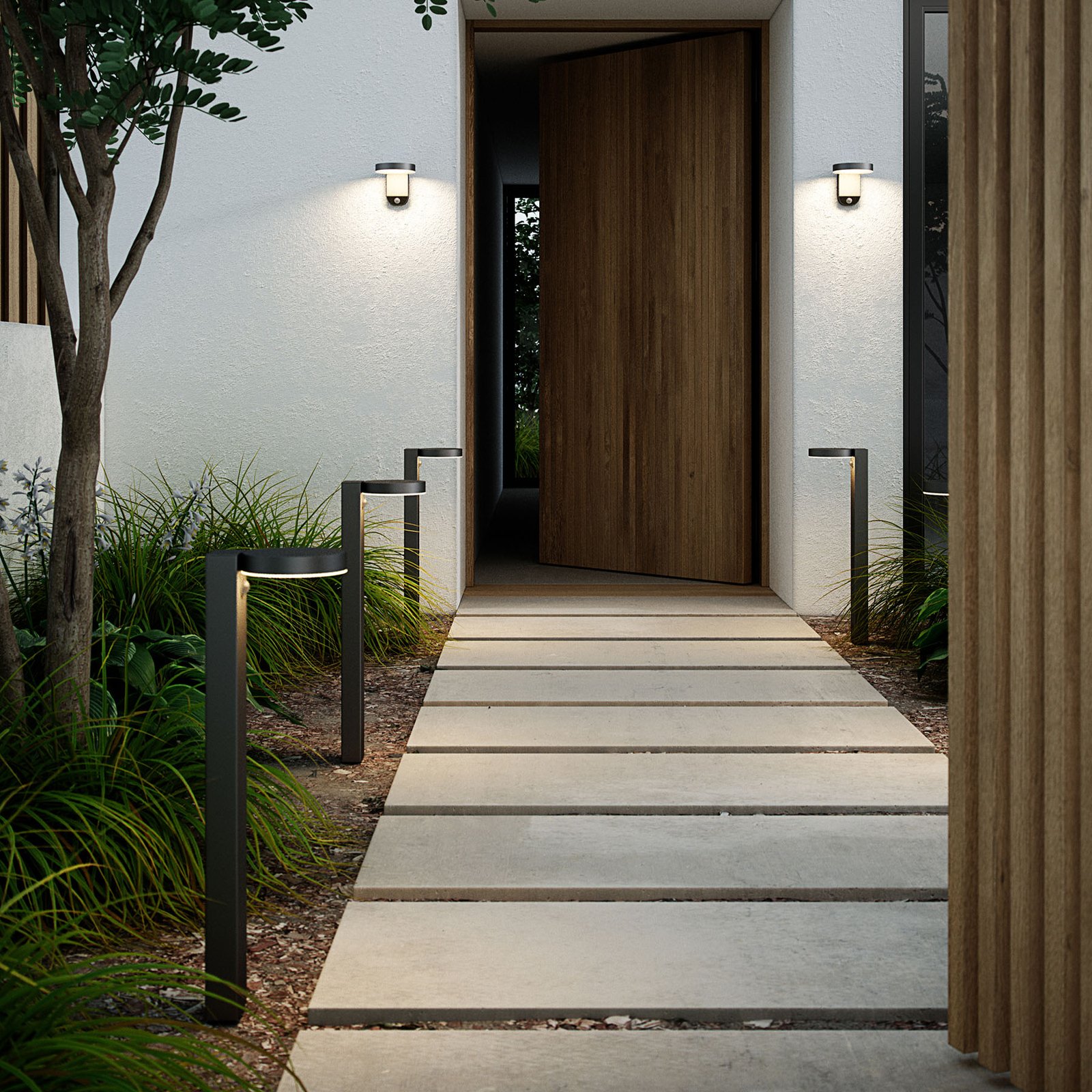 Rica Round LED Célula Solar Candeeiro de Jardim Black - Nordlux