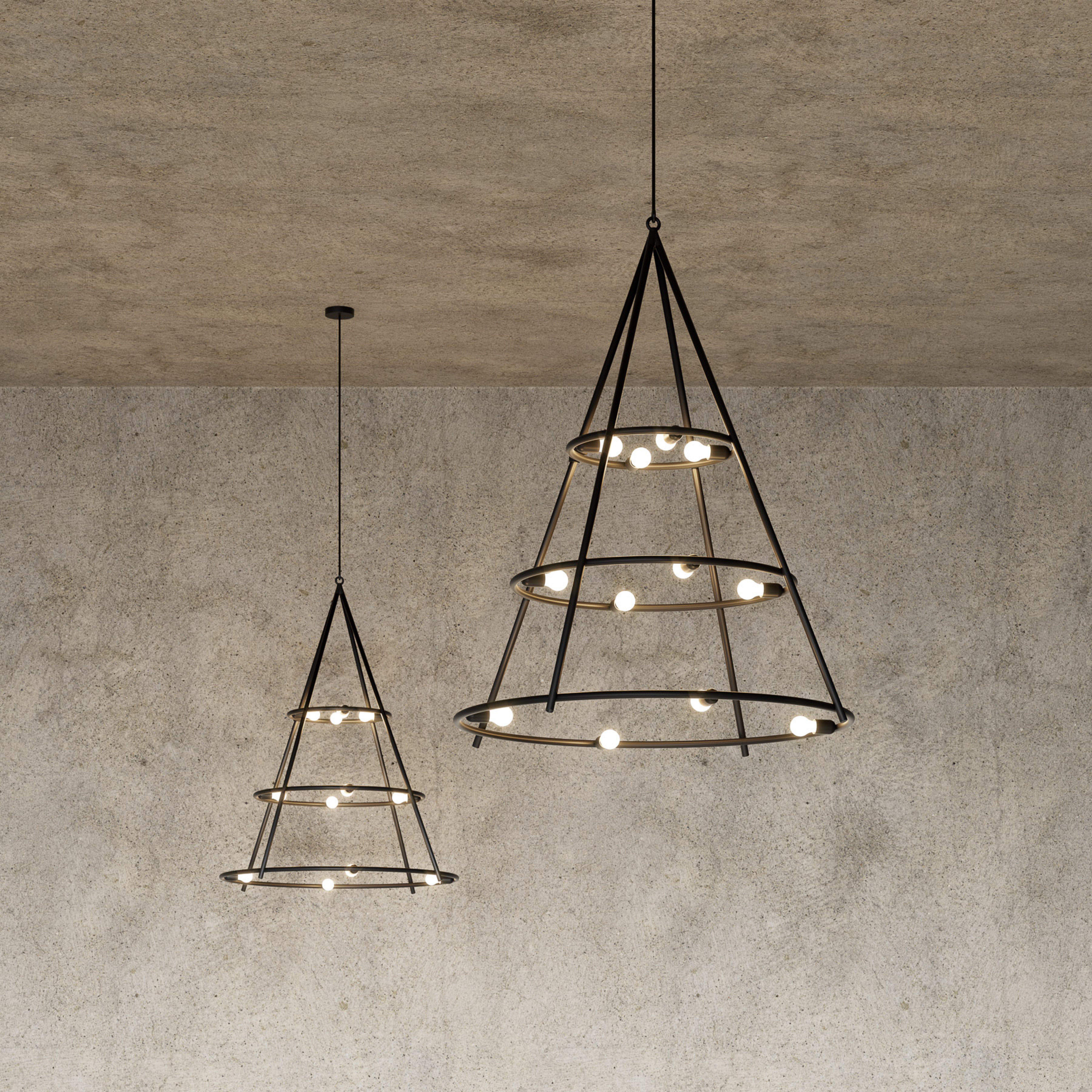 Artemide El Porís suspension, Ø 120cm à 12 lampes