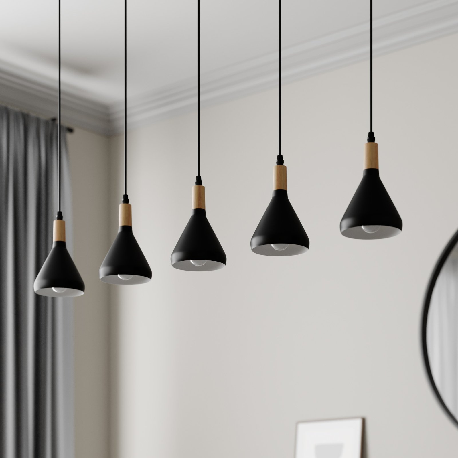 Arina Pendel Black/Wood - Lindby