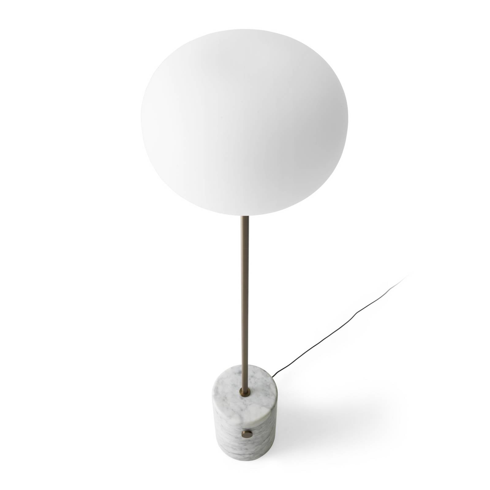 Lampa stojąca Audo JWDA, brązowo-biała, marmur, 130 cm, ściemniana.
