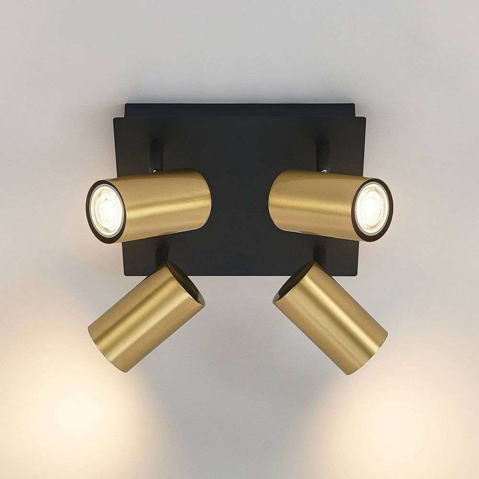 Raisan 4 Square Plafonieră Black/Brass - Lindby