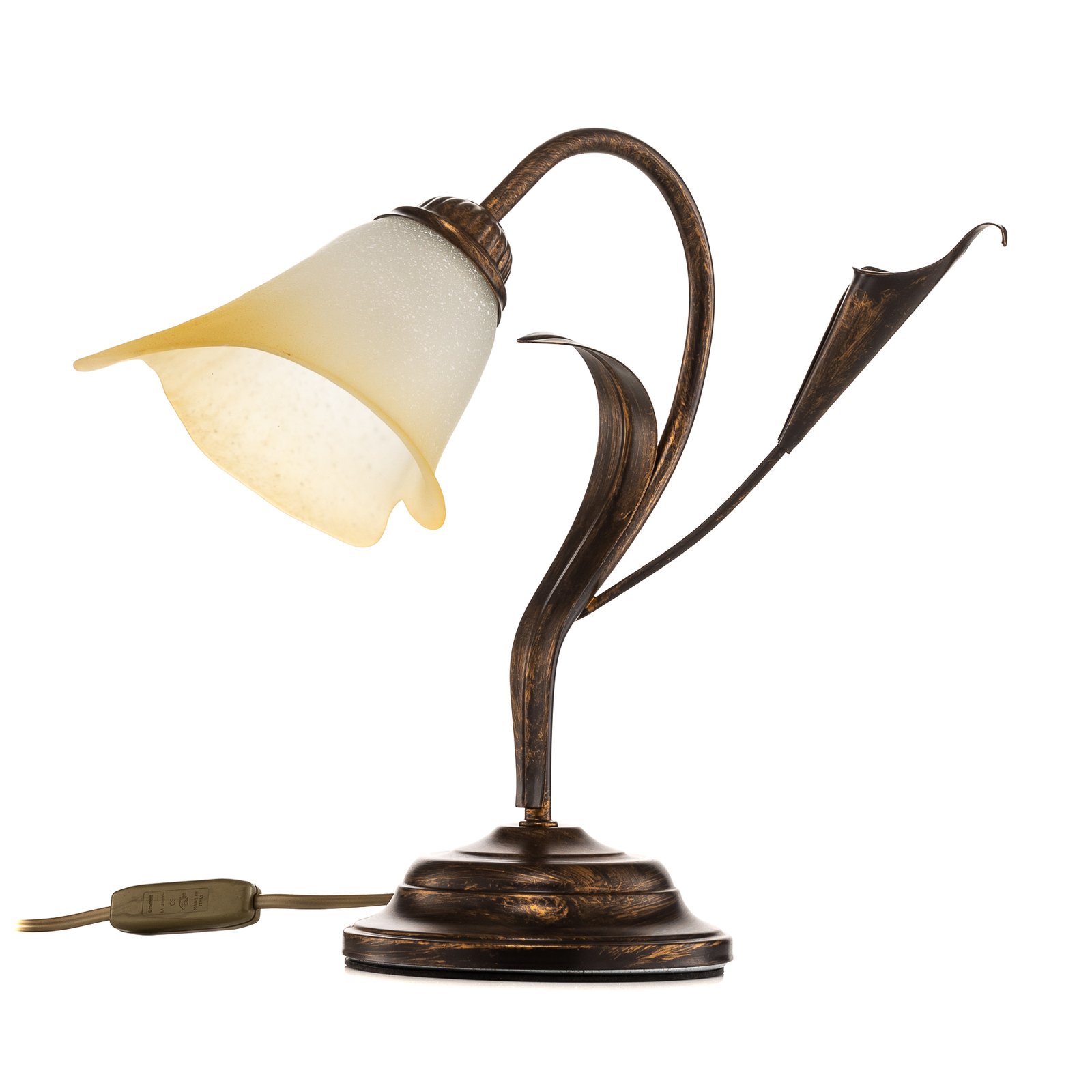 Lucrezia table lamp bronze, flower lampshade