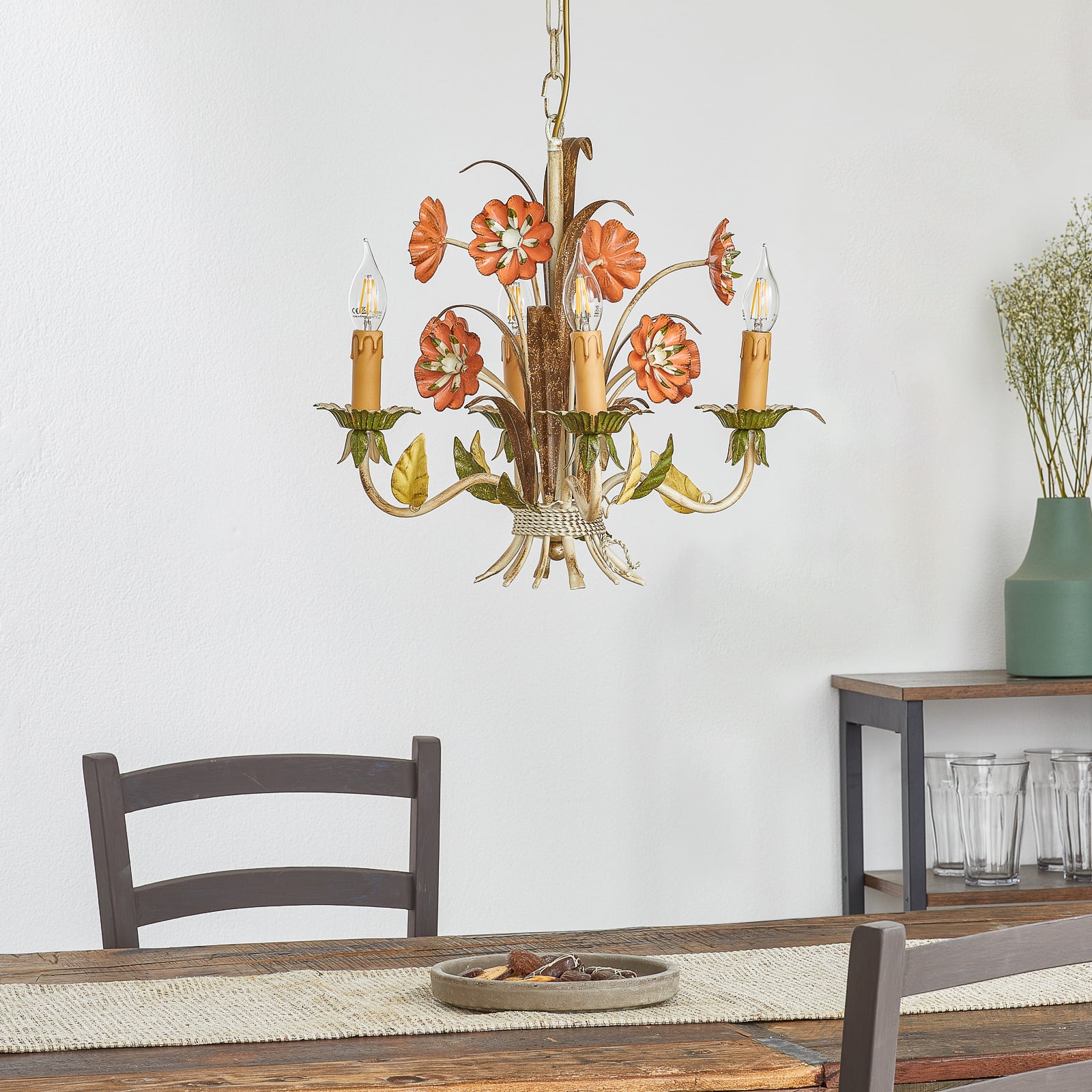 Ferro Luce NOVARA hanging light in a Florentine style, for Living / Dining Room, metal, E14, 40 W, energy efficiency: A++, W: 45 cm, H: 45 cm