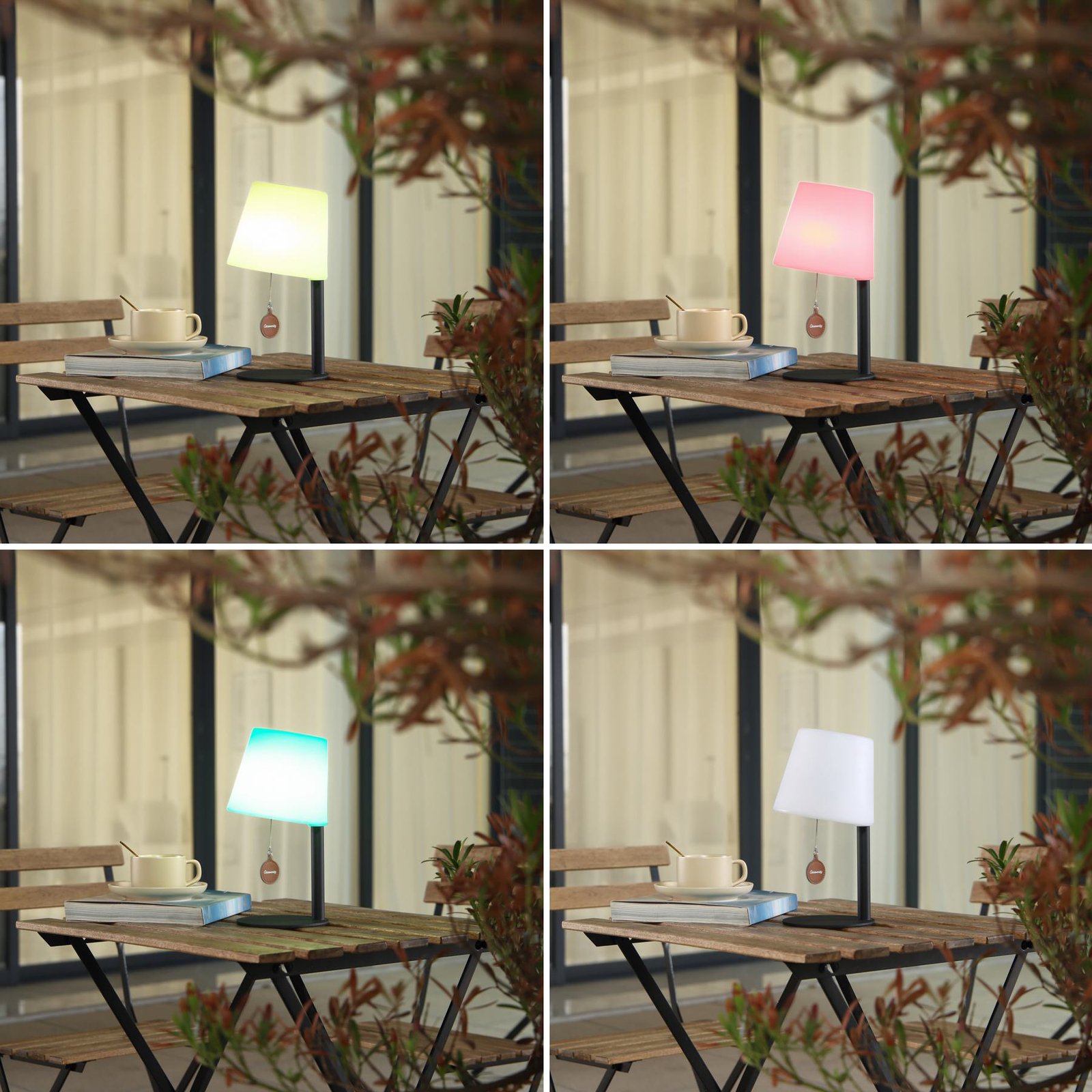 Lindby Tyrian LED-es, újratölthető asztali lámpa, hengeres