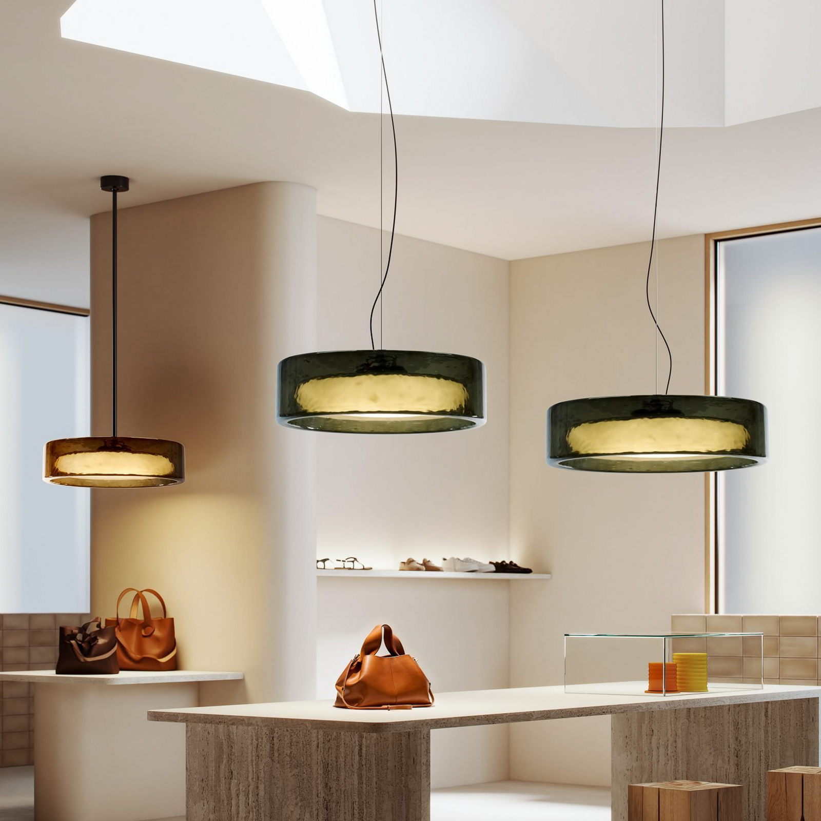 Candeeiro suspenso LED MARSET Ringo, Ø 70 cm, verde, plástico TRIAC