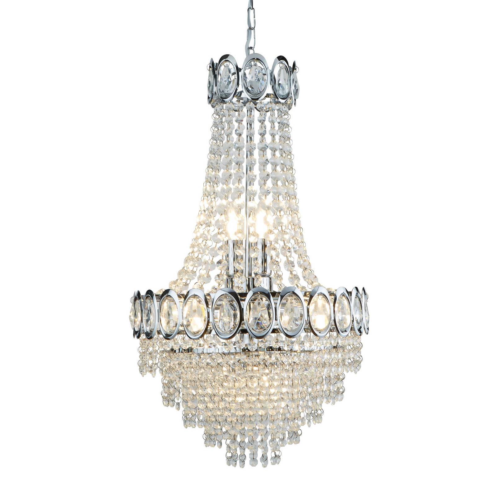 Lustre Limoges avec pendentifs en perles de verre