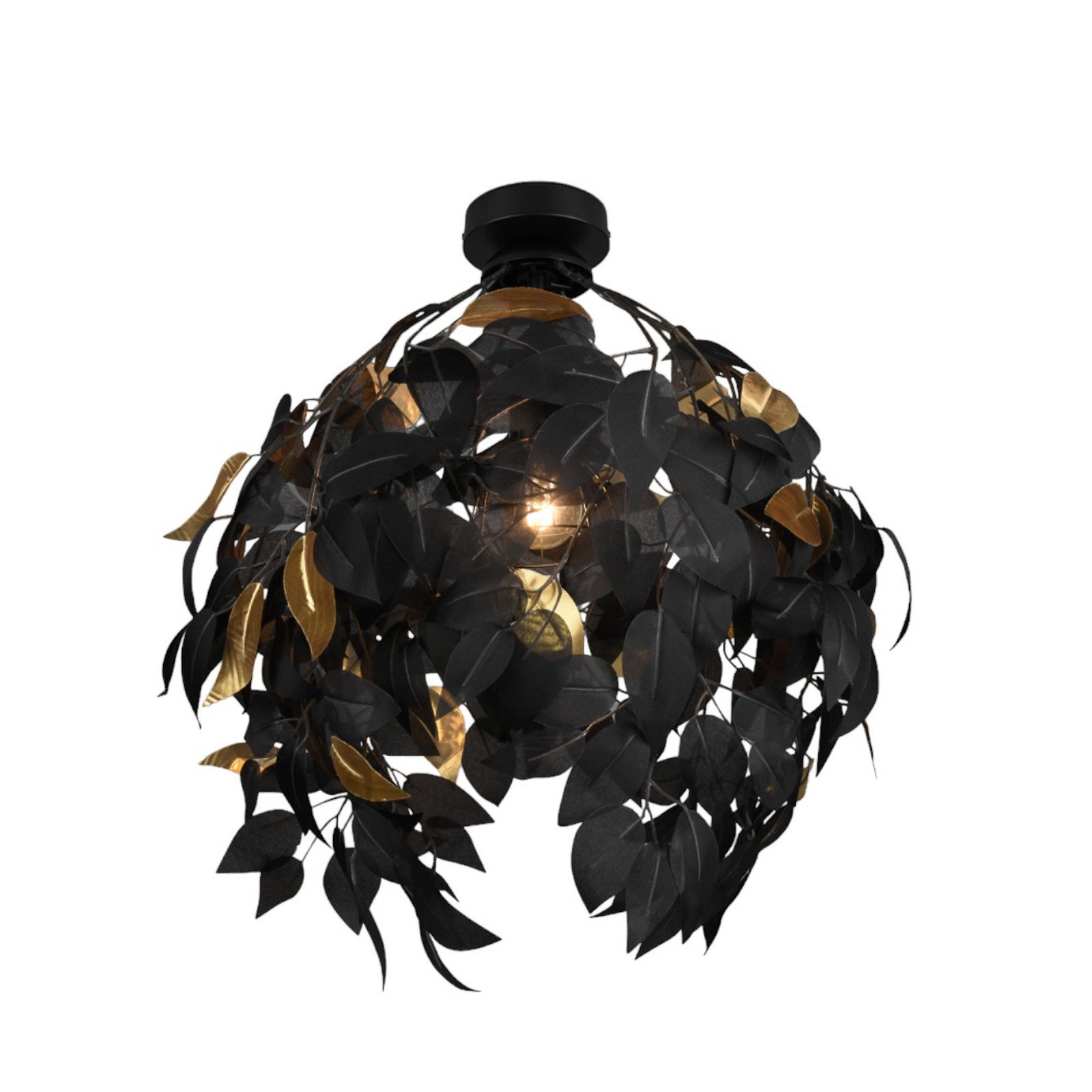 Plafonieră Leavy Ø 38 cm negru/auriu plastic