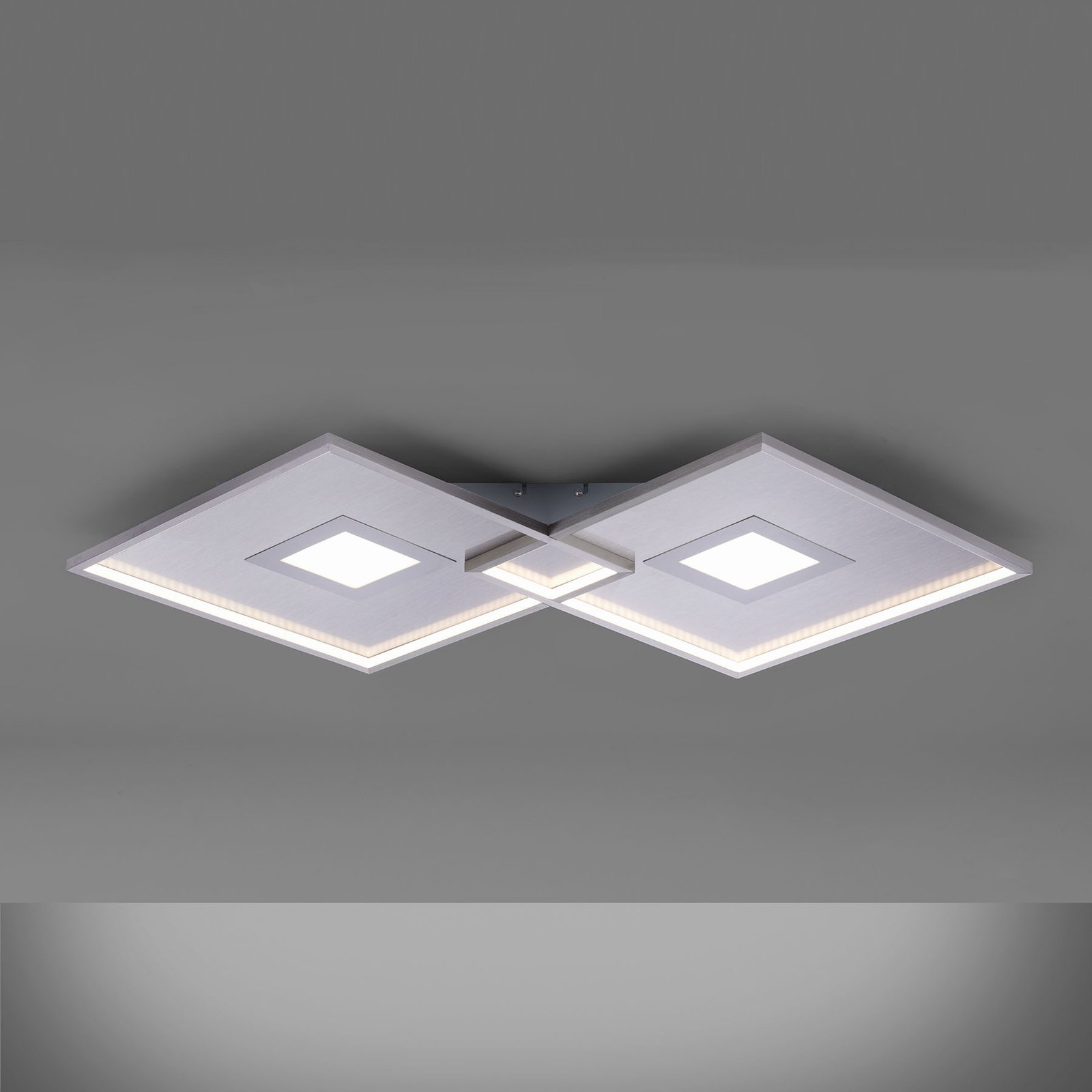 Plafonnier LED Amara, deux carrés, argenté