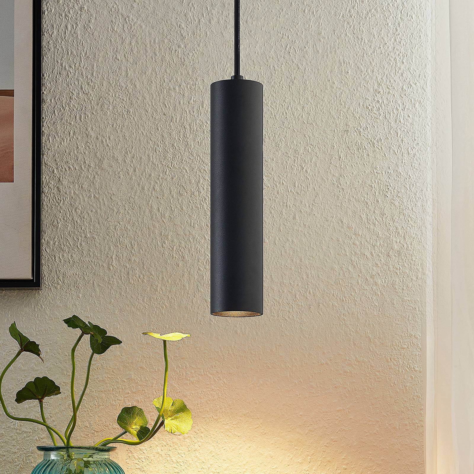 Prios Neliyah suspension, ronde, noire, 1 lampes
