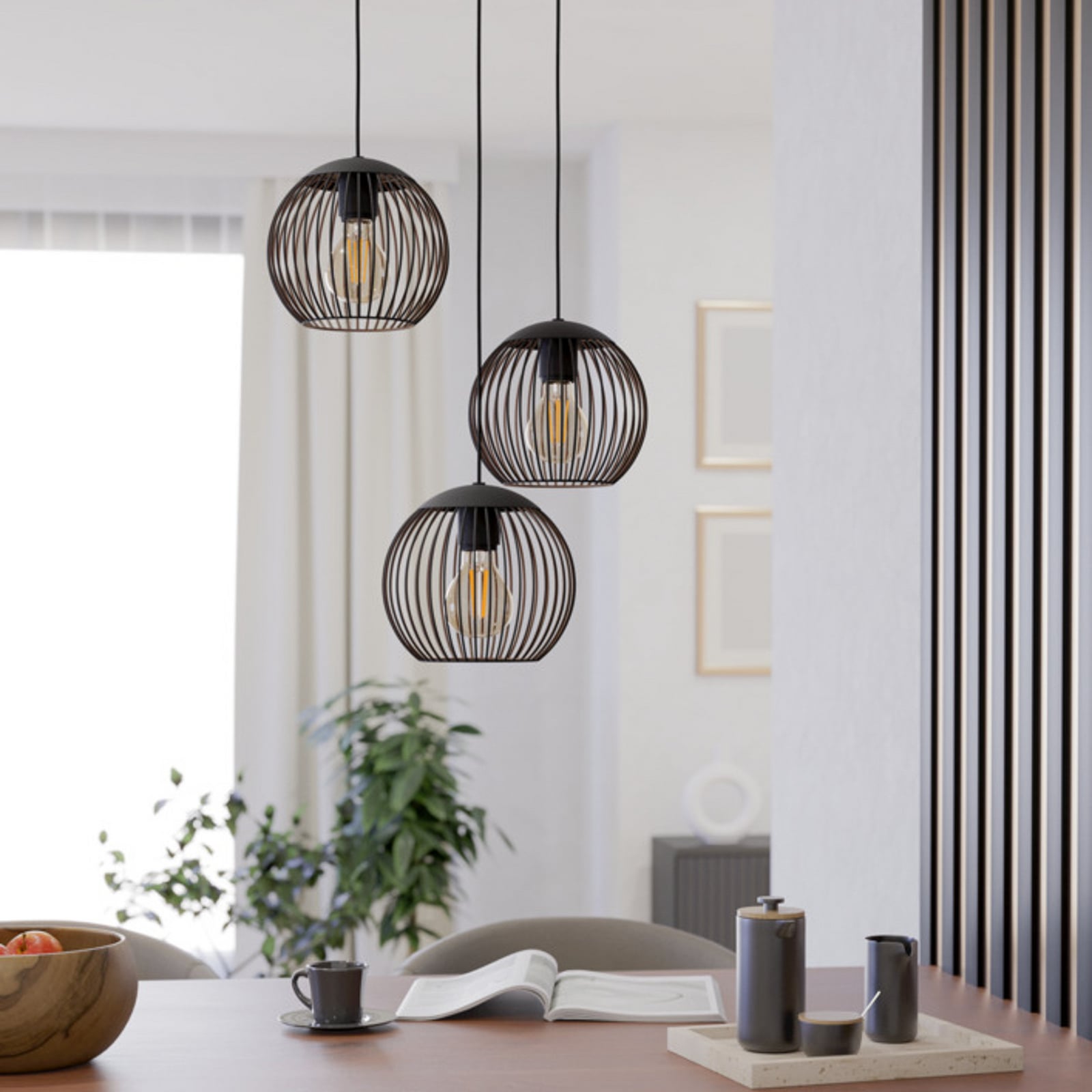 Suspension EGLO ALMANZORA, Ø 47 cm, à 3 lampes, noir, E27 Suspension EGLO ALMANZORA, Ø 47 cm, à 3 lampes, noir, E27