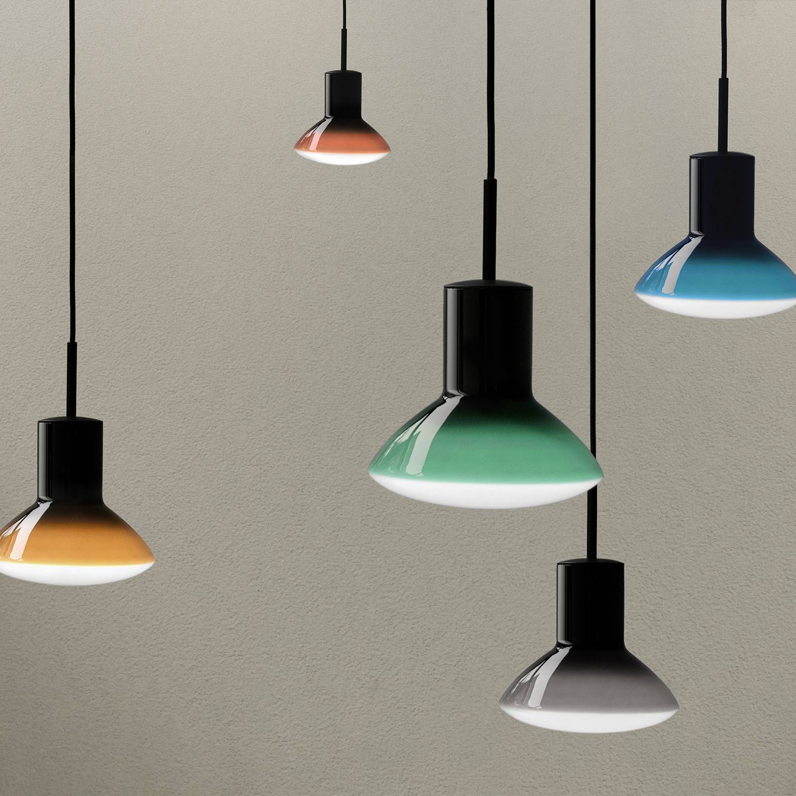 Lampa wisząca Grupa Onda, brązowa, Ø 17 cm, szkło, GU10