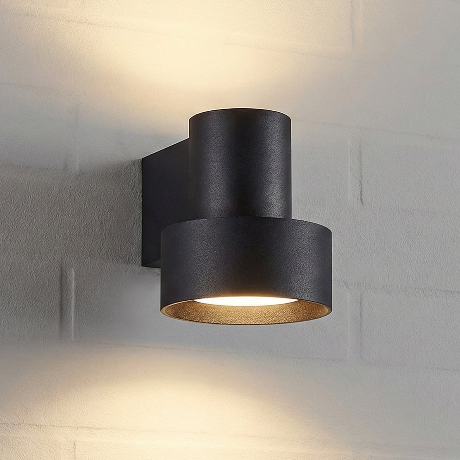 Elune LED-Außenwandlampe, schwarz matt, up/down Lucande - Modern - Aluminium - Einflammig