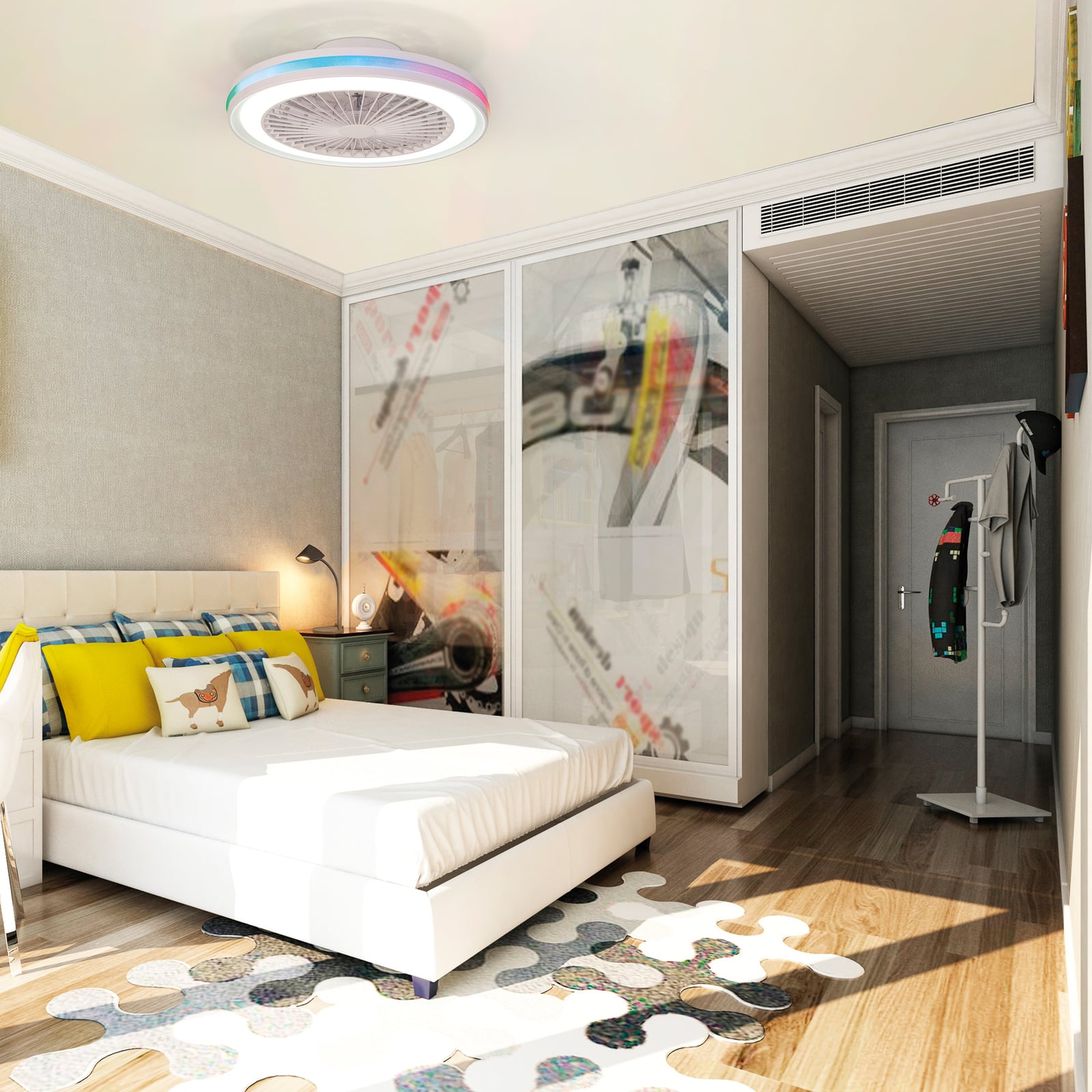 Gamer LED-Deckenventilator, weiß DC leise CCT RGB - Mantra