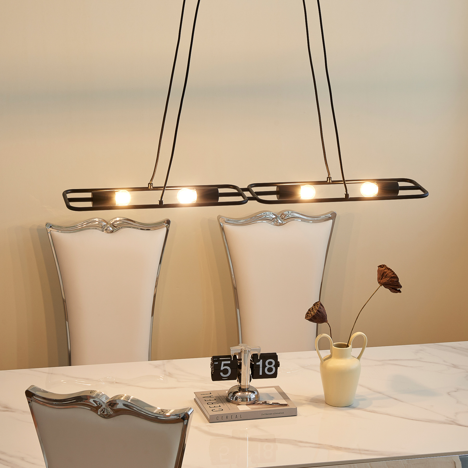 Lucande Tornike hanglamp, 4-lamps, ijzer