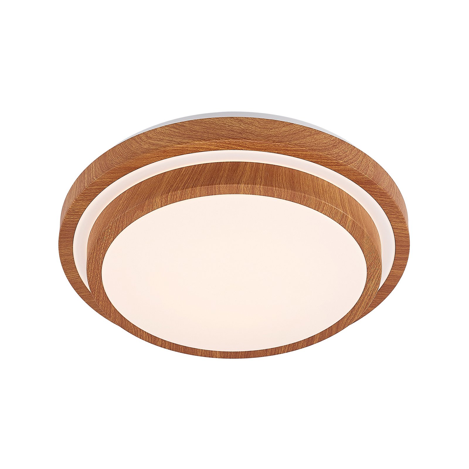 Lindby LED-Deckenleuchte Vaako, Ø 41 cm, Metall, Holzoptik