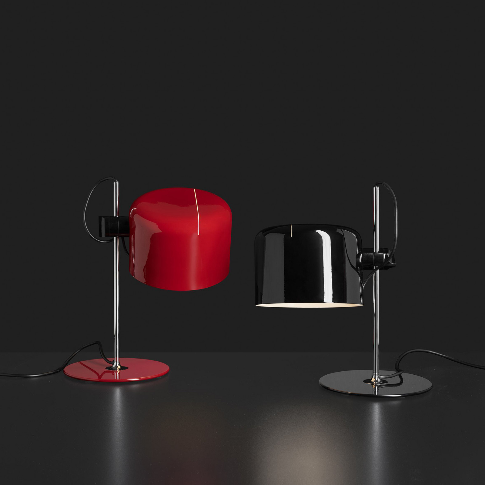 Oluce Lampă de masă Coupé roșu/chom metal înălțime 45 cm E27 - Camera de zi / sufragerie - Design - roșu crom