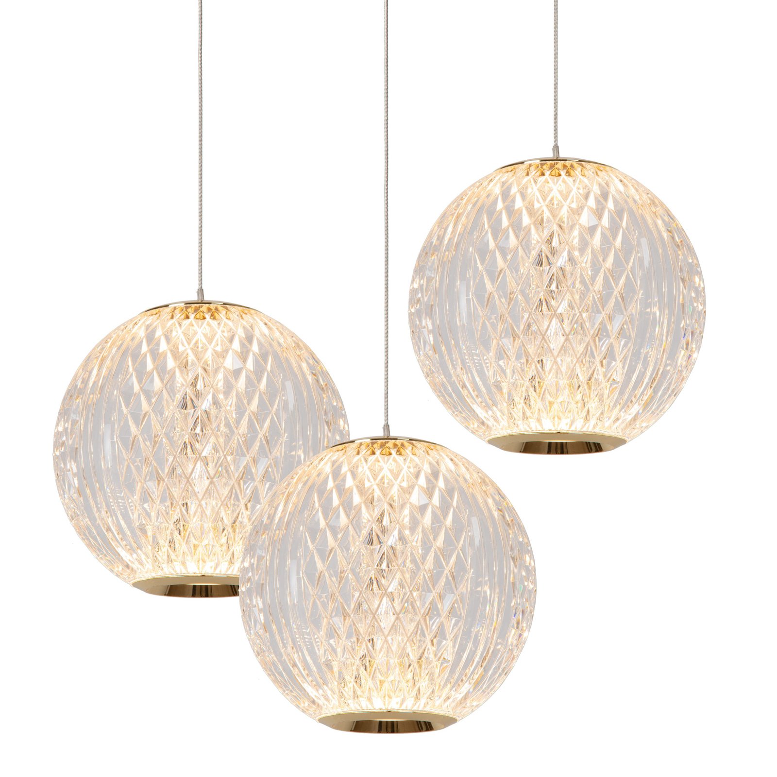 Cintra LED pendant light, Ø 25 cm, transparent/gold, acrylic