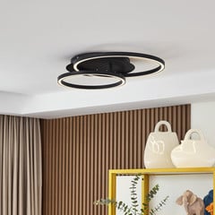 Lucande Plafoniera LED Tjado, lunghezza 62 cm, nero, metallo