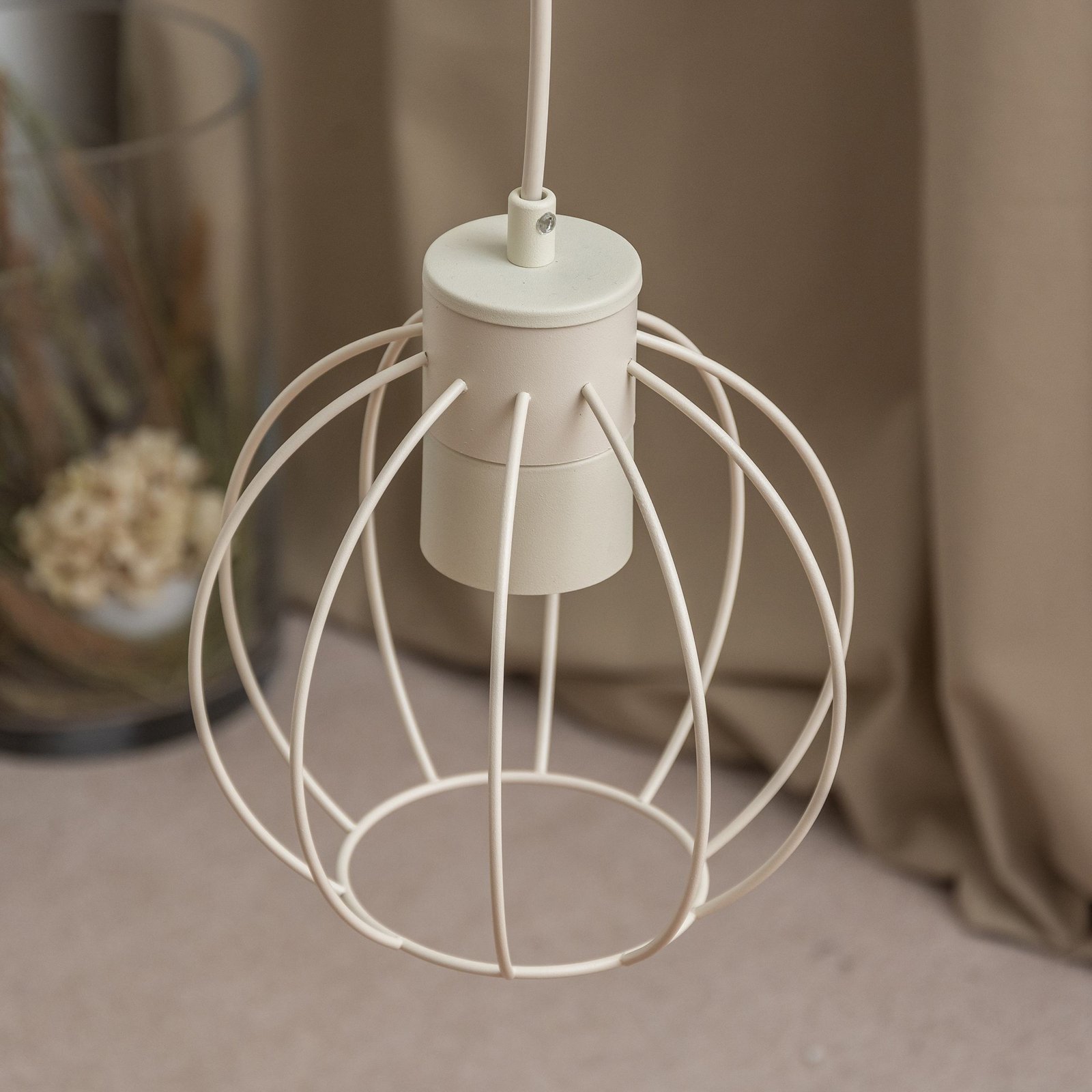 Lampa wisząca STARLIGHT, kremowa biel, 1-punktowa, Ø 18 cm, metal