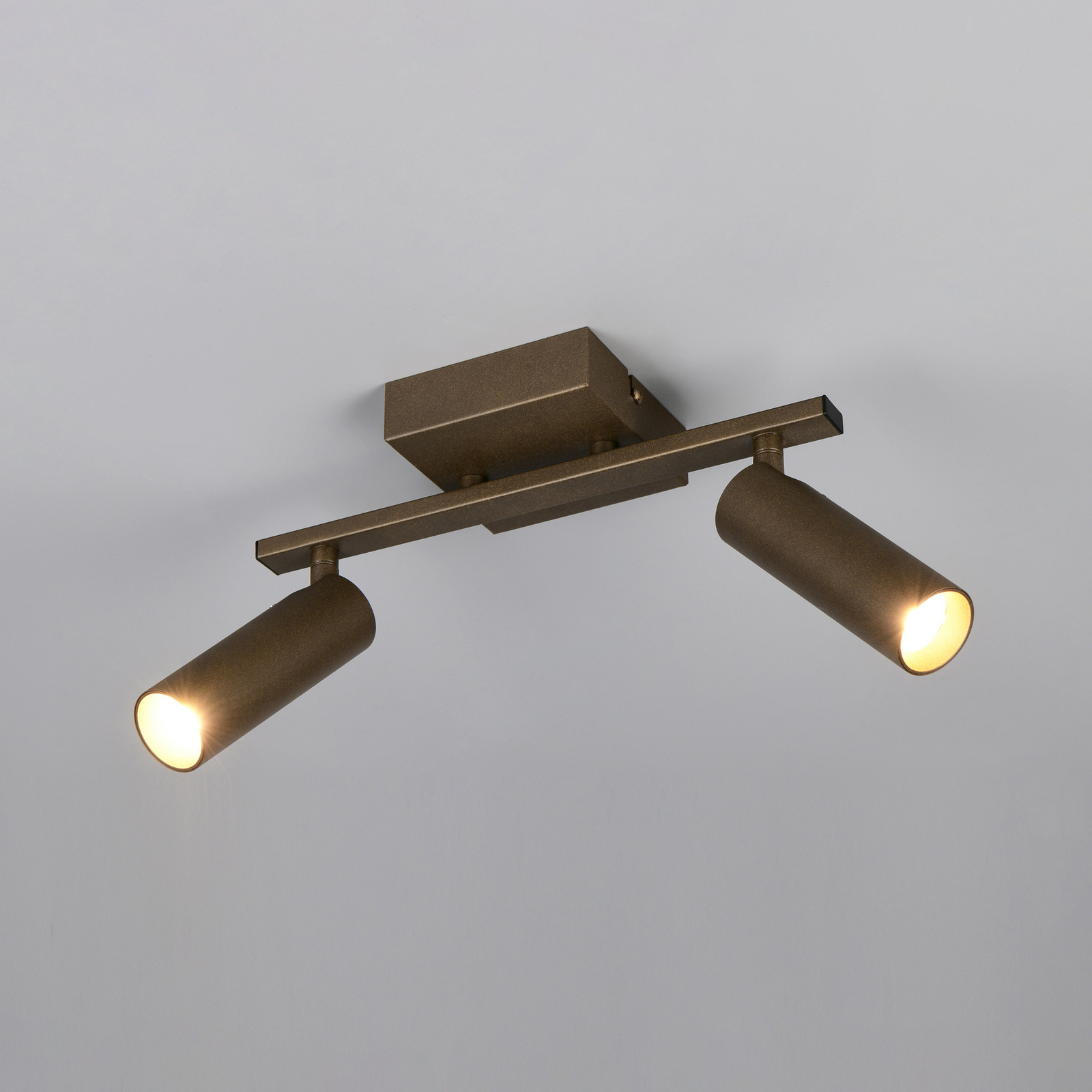 Faretto da soffitto Dara, lunghezza 28 cm, color platino, metallo, a 2 luci. Faretto da soffitto Dara, lunghezza 28 cm, color platino, metallo, a 2 luci.
