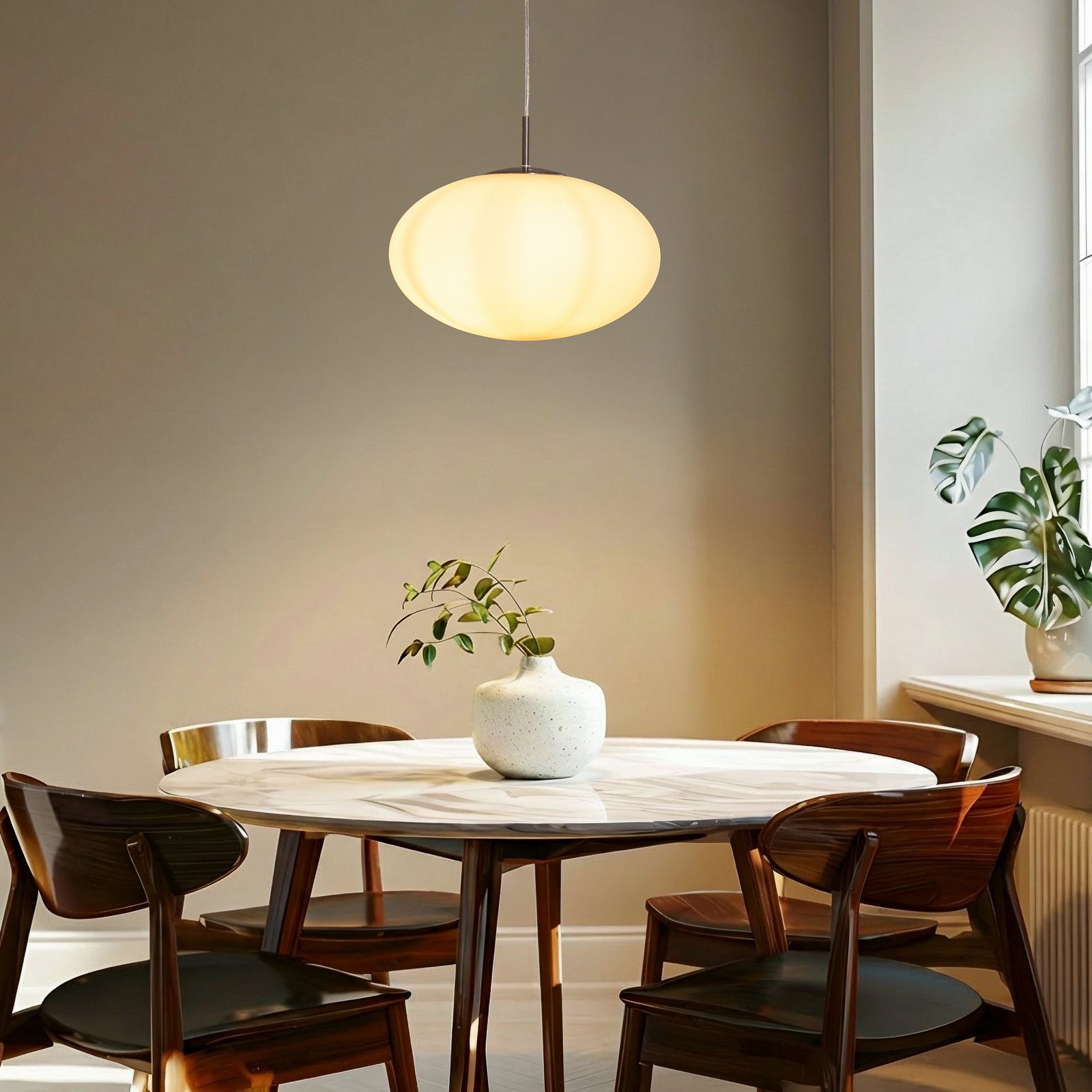 Lindby Hängeleuchte Sonika, Ø 40 cm, nickelfarben, Glas, E27