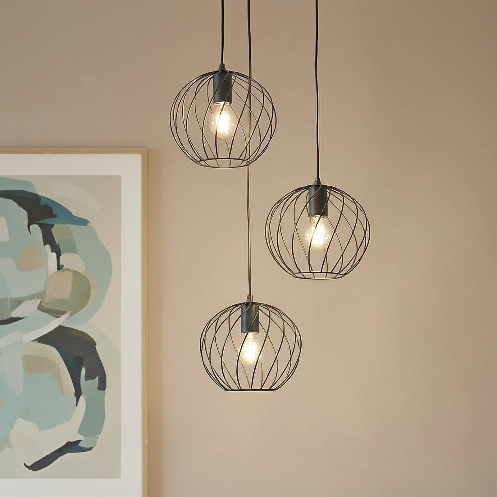 Lindby suspension Danika, ronde, Ø 50 cm, noir, métal