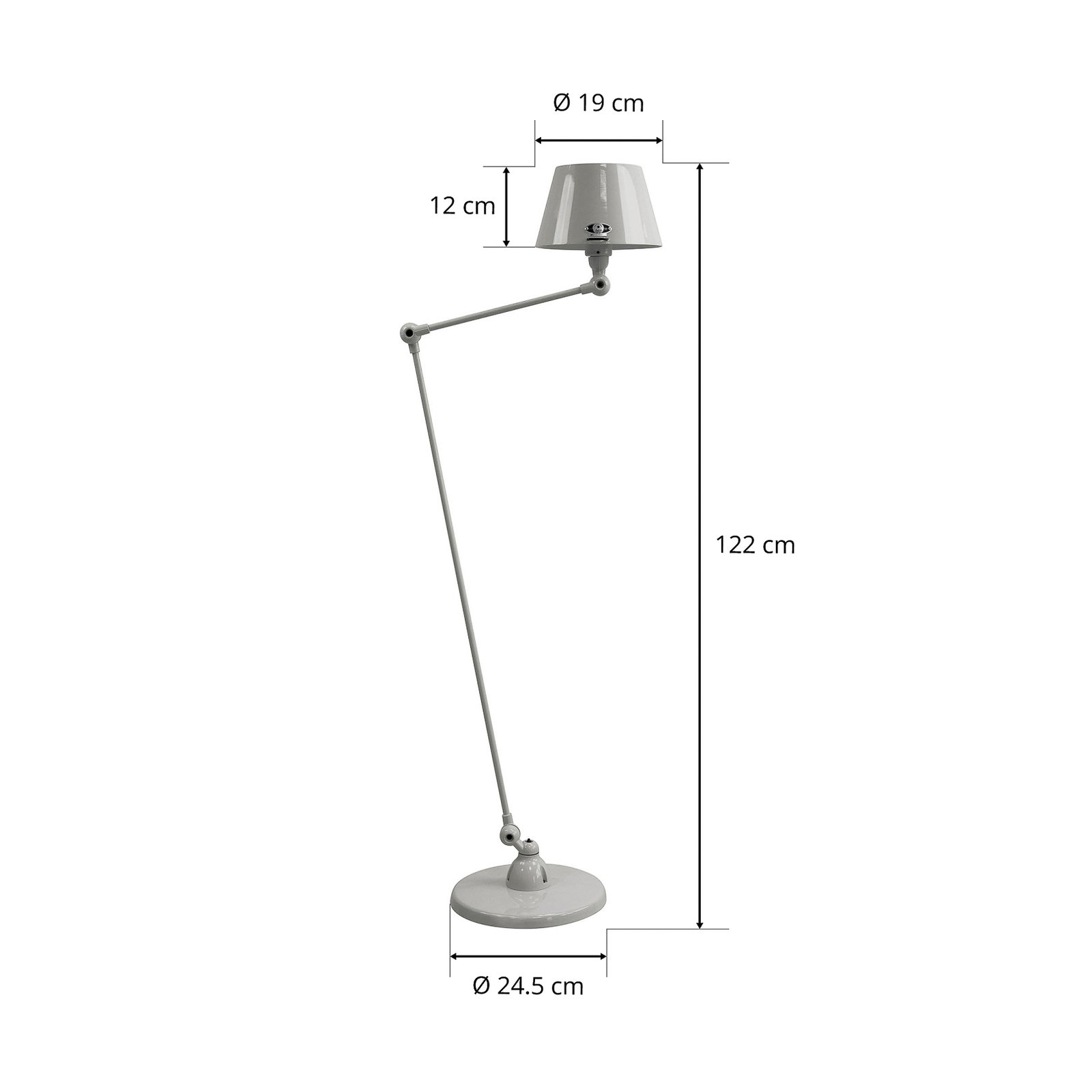 Jieldé Aicler AID833 80+30cm lampă de podea, gri