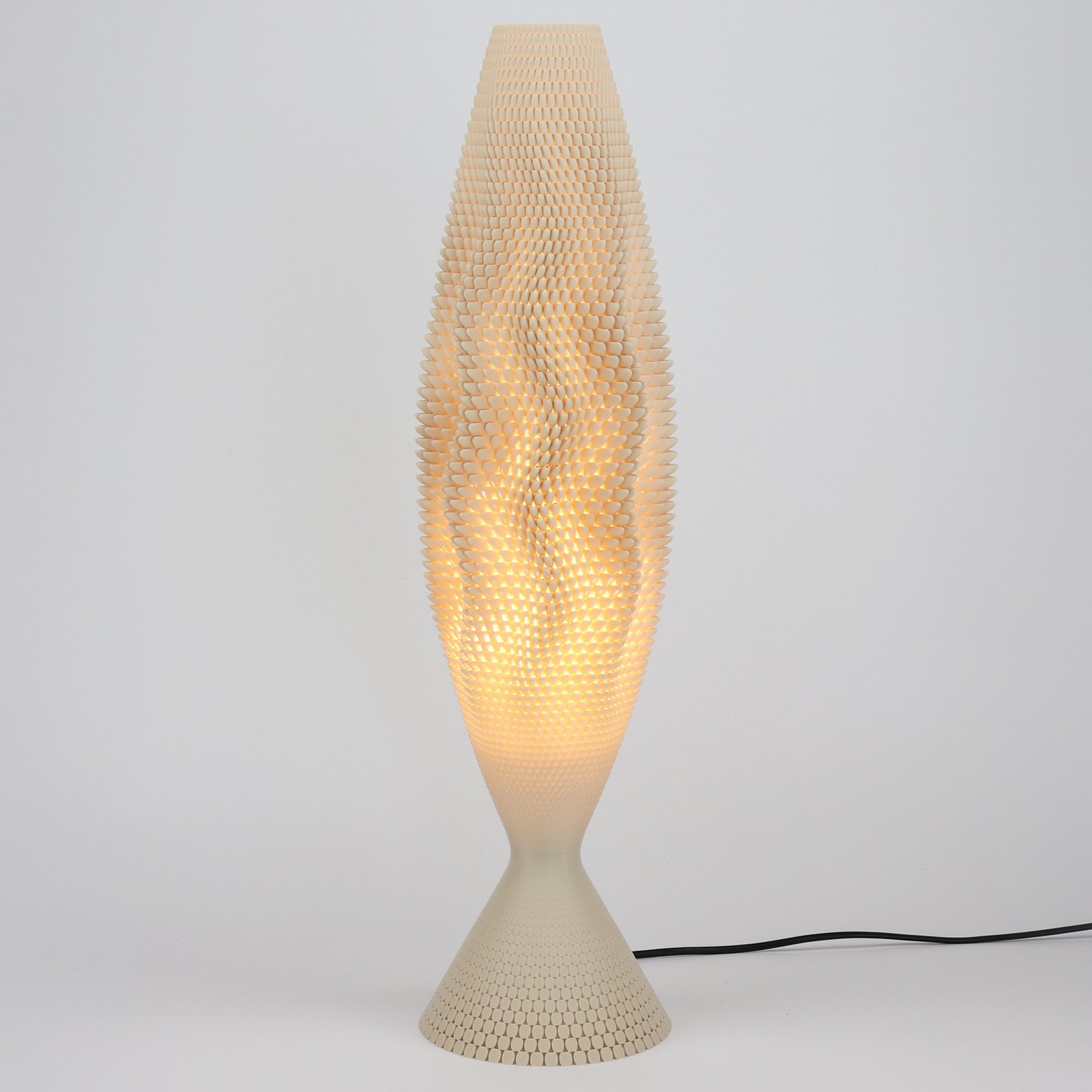 Stolná lampa Koral z organického materiálu, ľan, 65 cm