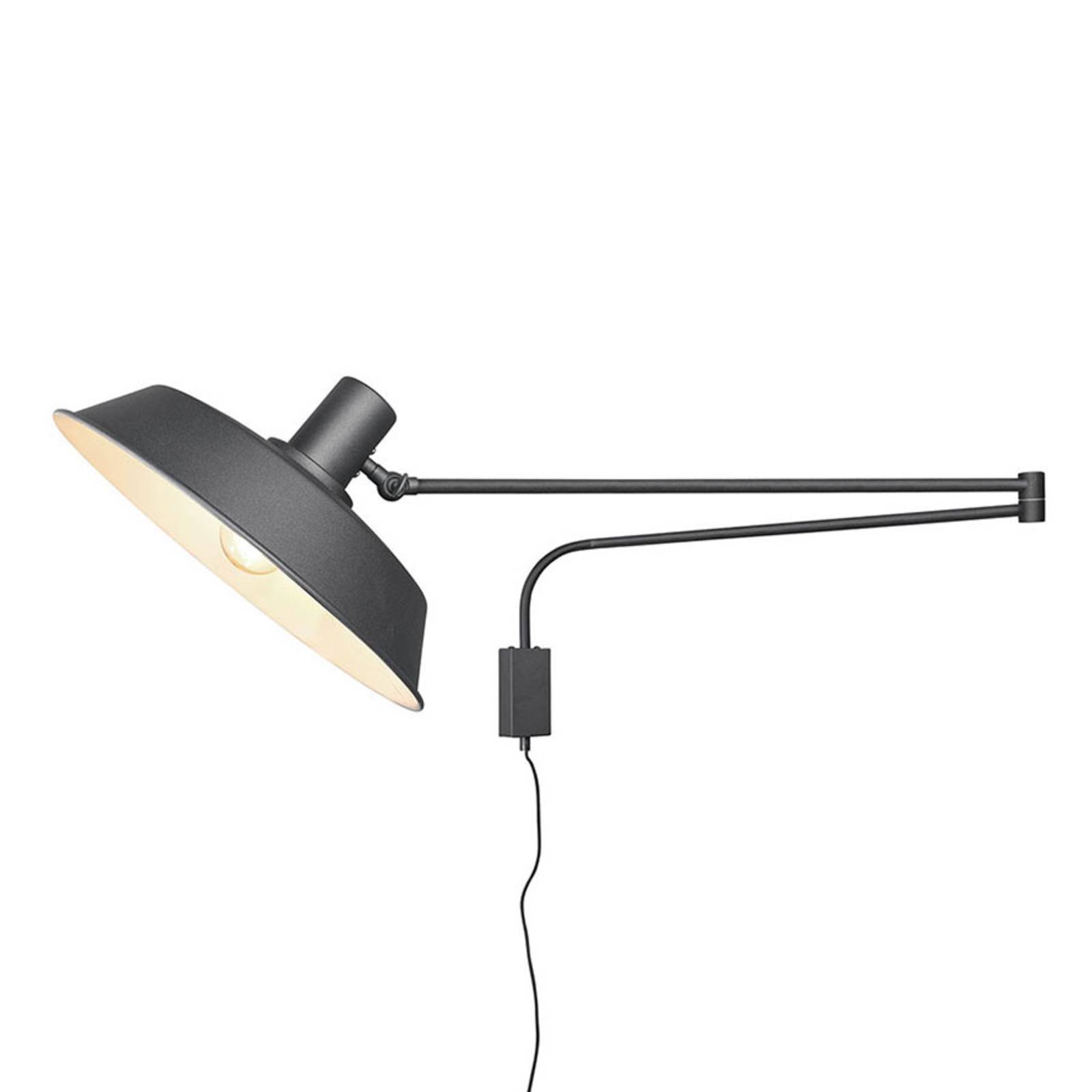 Wandleuchte Bolder, Kabel + Stecker, schwarz matt