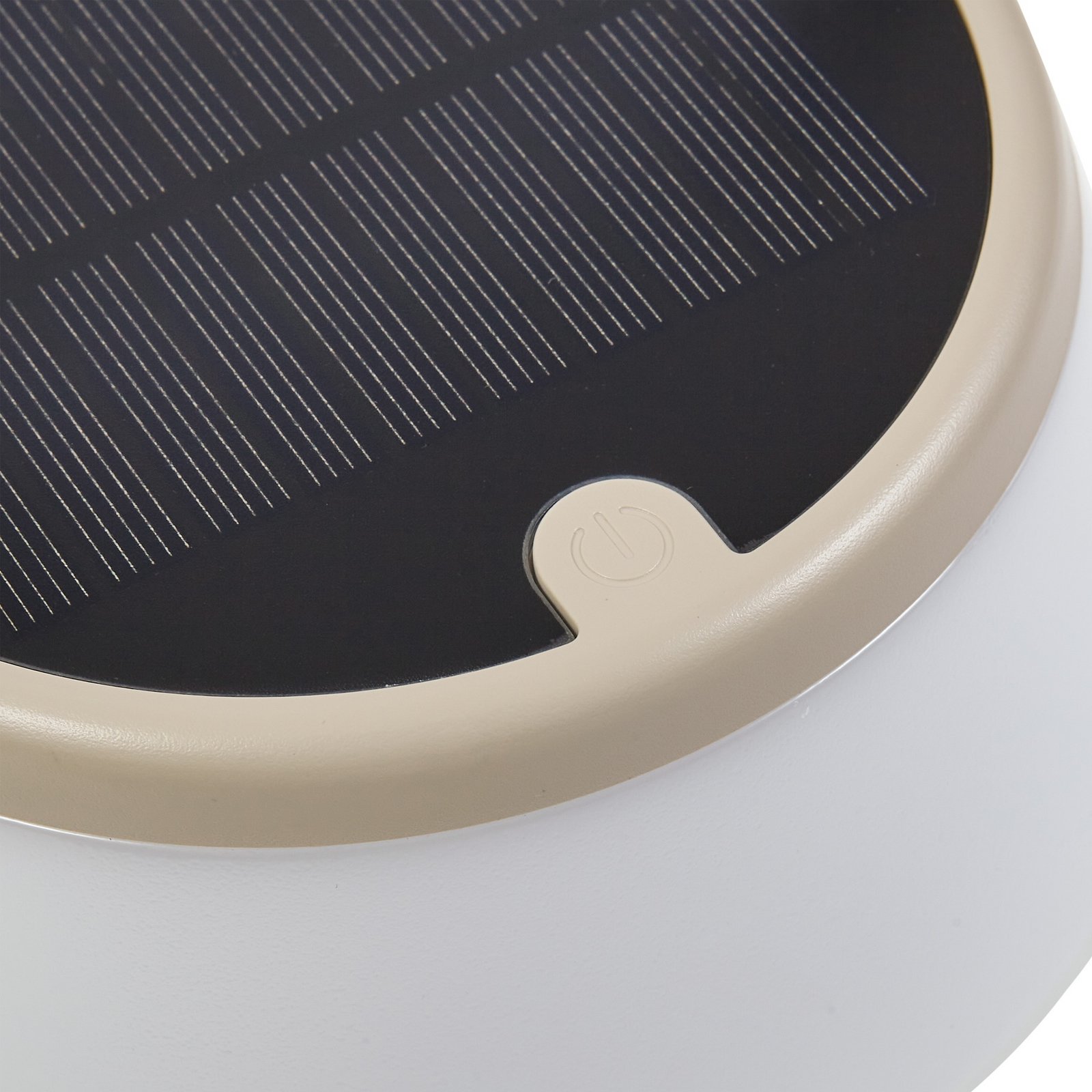 Lindby LED-Solar-Tischleuchte Mikkel, beige, dimmbar, 7 cm