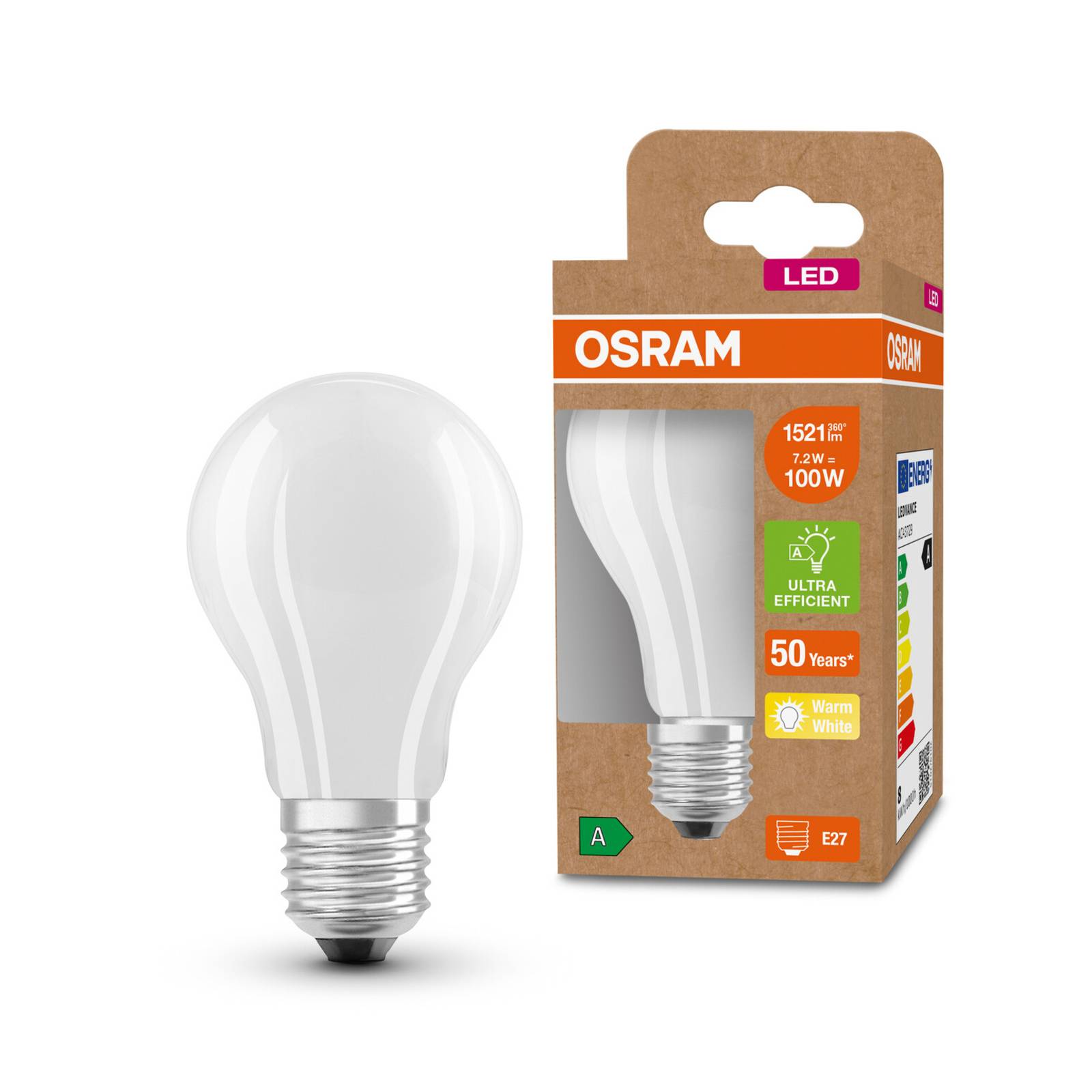 OSRAM żarówka LED E27 A60 7,2W 1.521lm 3 000 K mat