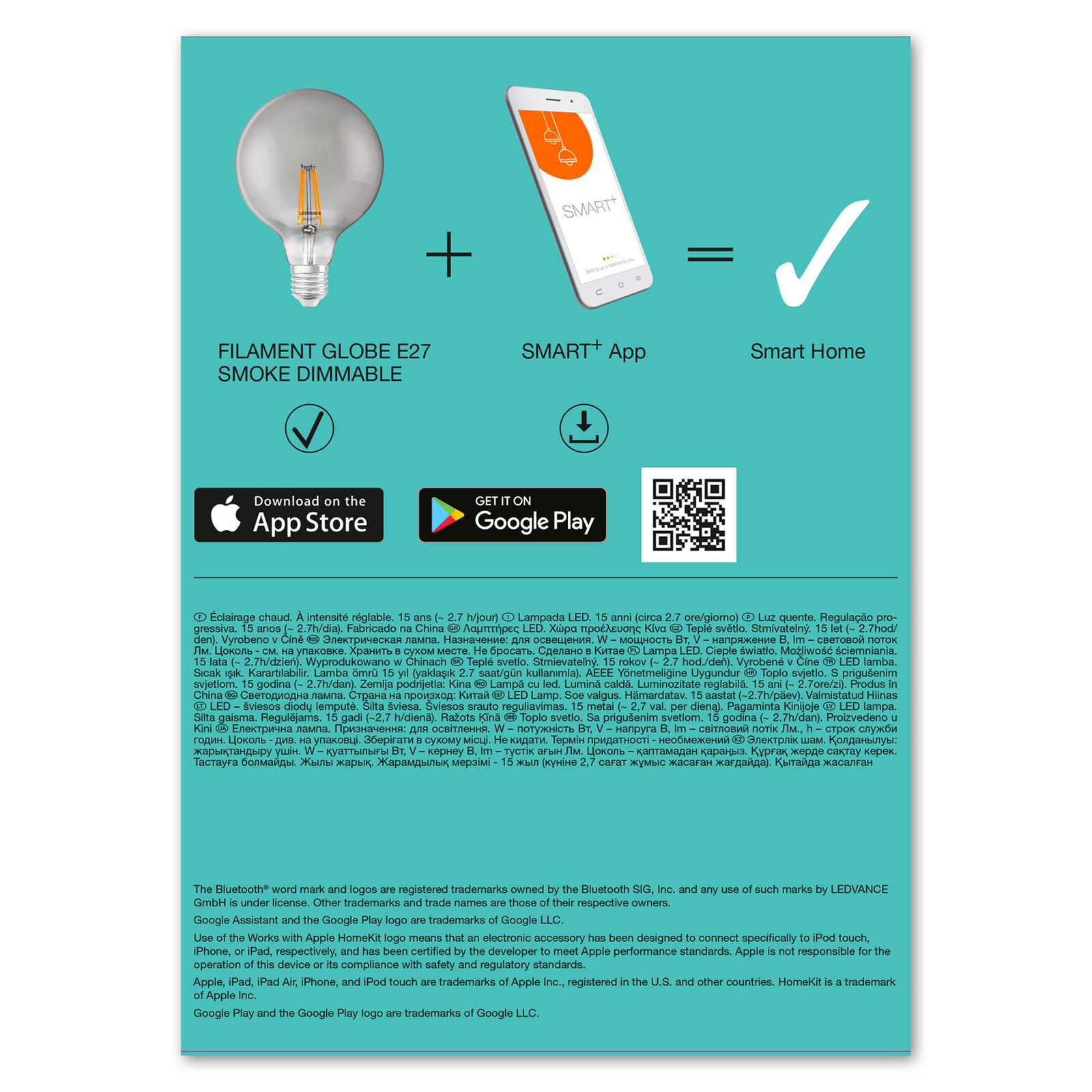 LEDVANCE SMART+ Bluetooth E27 G125 Smoke 6W 827