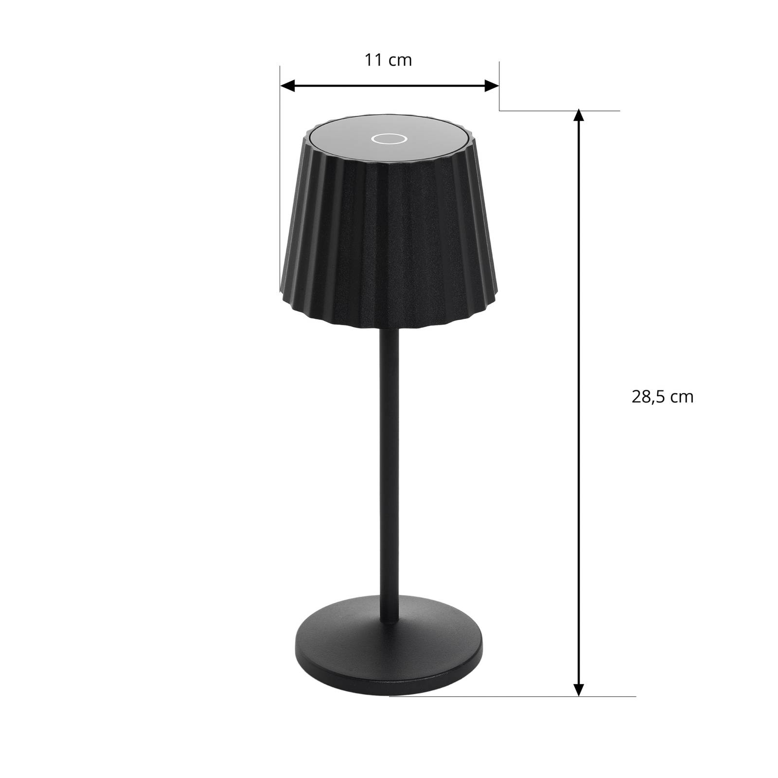 Akumulatorowa lampa stołowa LED Esali, czarna, aluminium, 11 cm