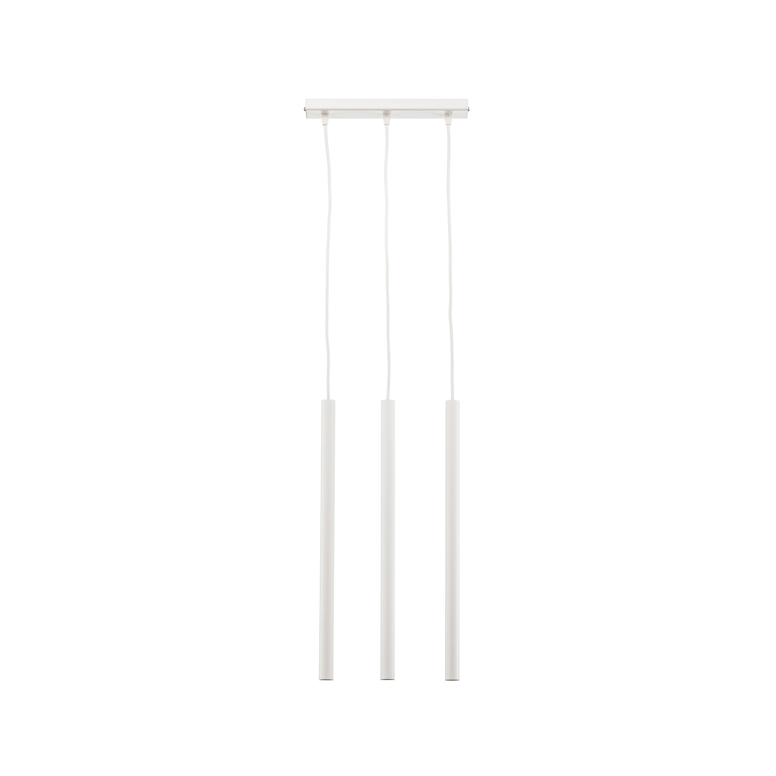 Thin pendant light, white, 3-bulb, linear