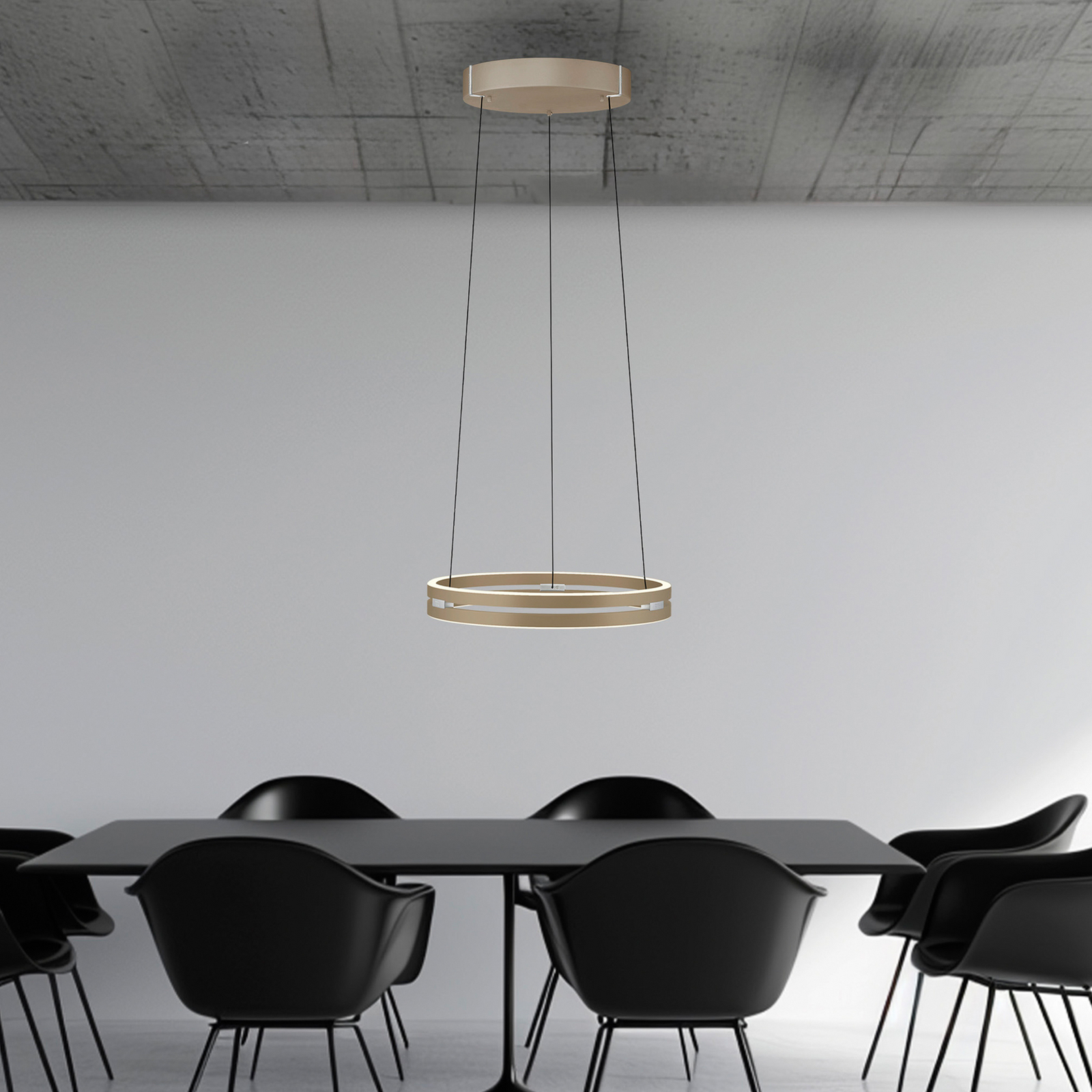 PURE LED-Hängeleuchte E-Loop, bronze, Ø 50 cm, Aluminium CCT