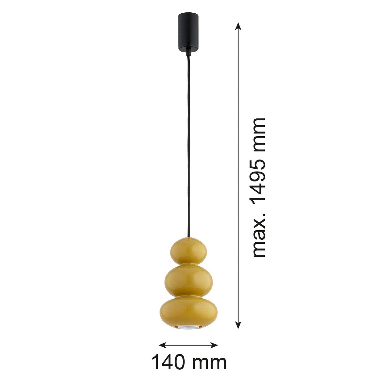 Lampada a sospensione Oman, giallo miele lucido, vetro, Ø 14 cm