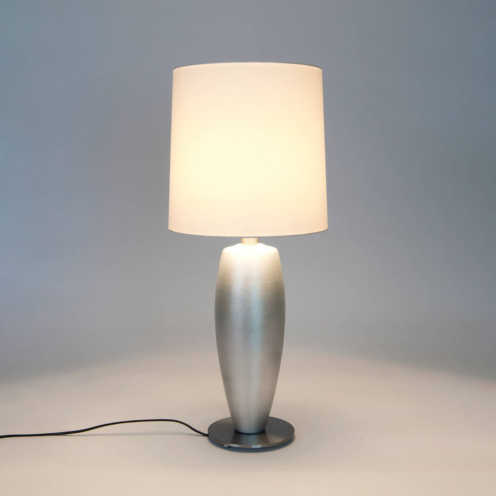 Bordlampe SIGMA SOTTILE, sølv/hvit, høyde 68 cm, keramikk, E27
