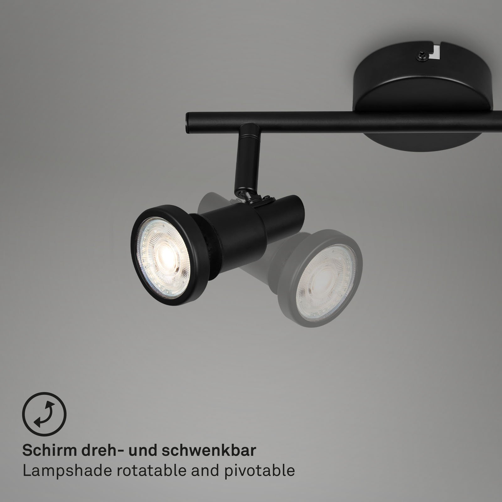 LED-Deckenspot Flamo IP44 2-flg justierbar schwarz