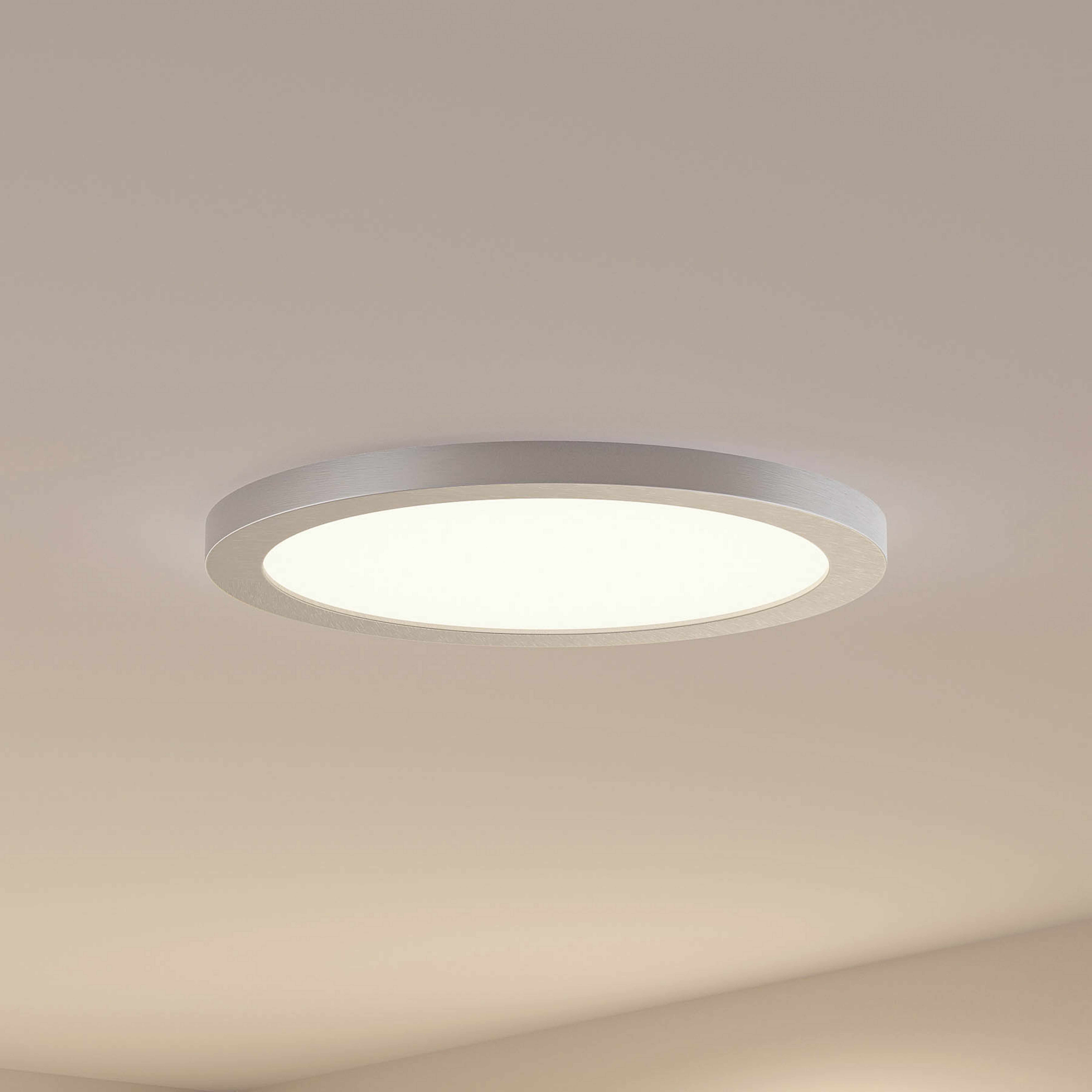 Prios LED mennyezeti lámpa Aureka, Ø 33 cm, ezüst, fém