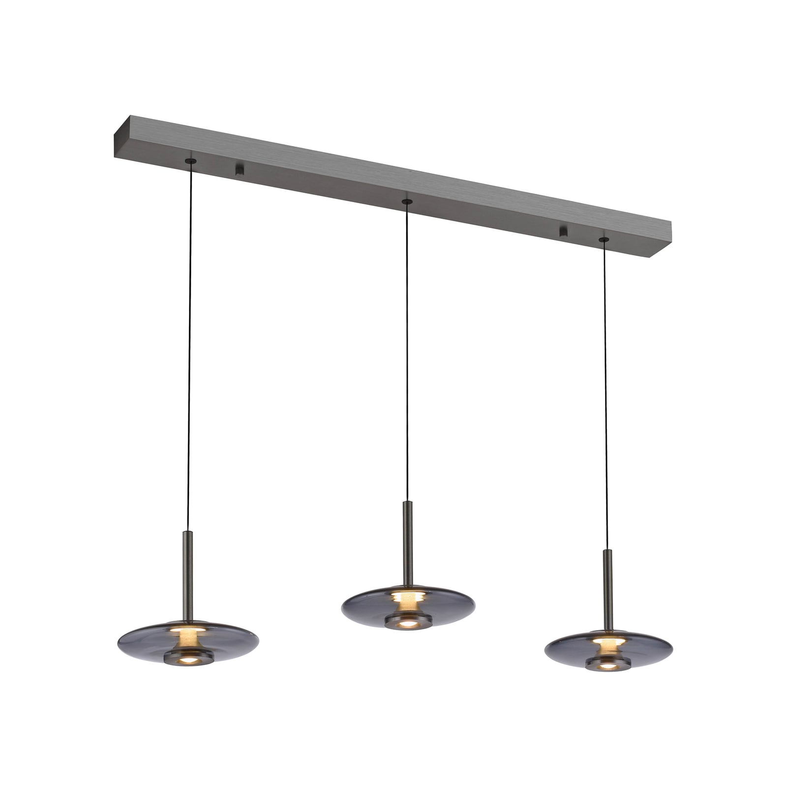 Suspension LED Vitrum, grise, verre/aluminium, à 3 lampes - PURE