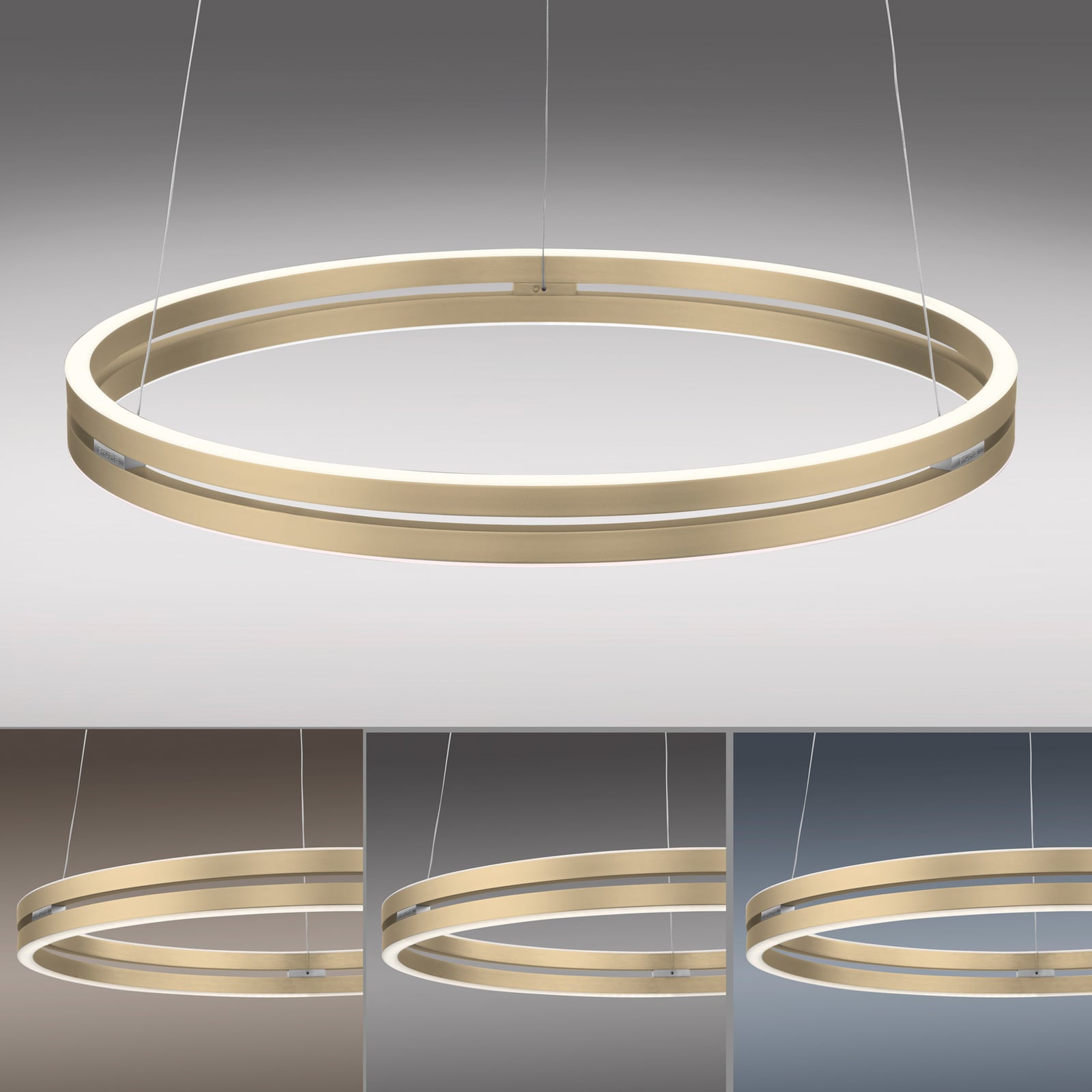 Suspension LED E-Loop, ivoire doré, Ø 70 cm, aluminium, CCT - PURE Suspension LED E-Loop, ivoire doré, Ø 70 cm, aluminium, CCT - PURE