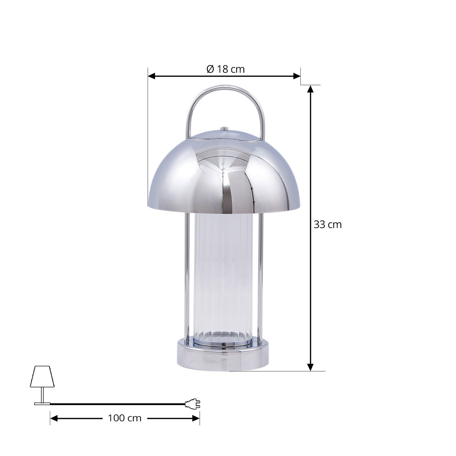 Lindby LED настолна лампа Mareli, хром, метал, Ø 18 cm