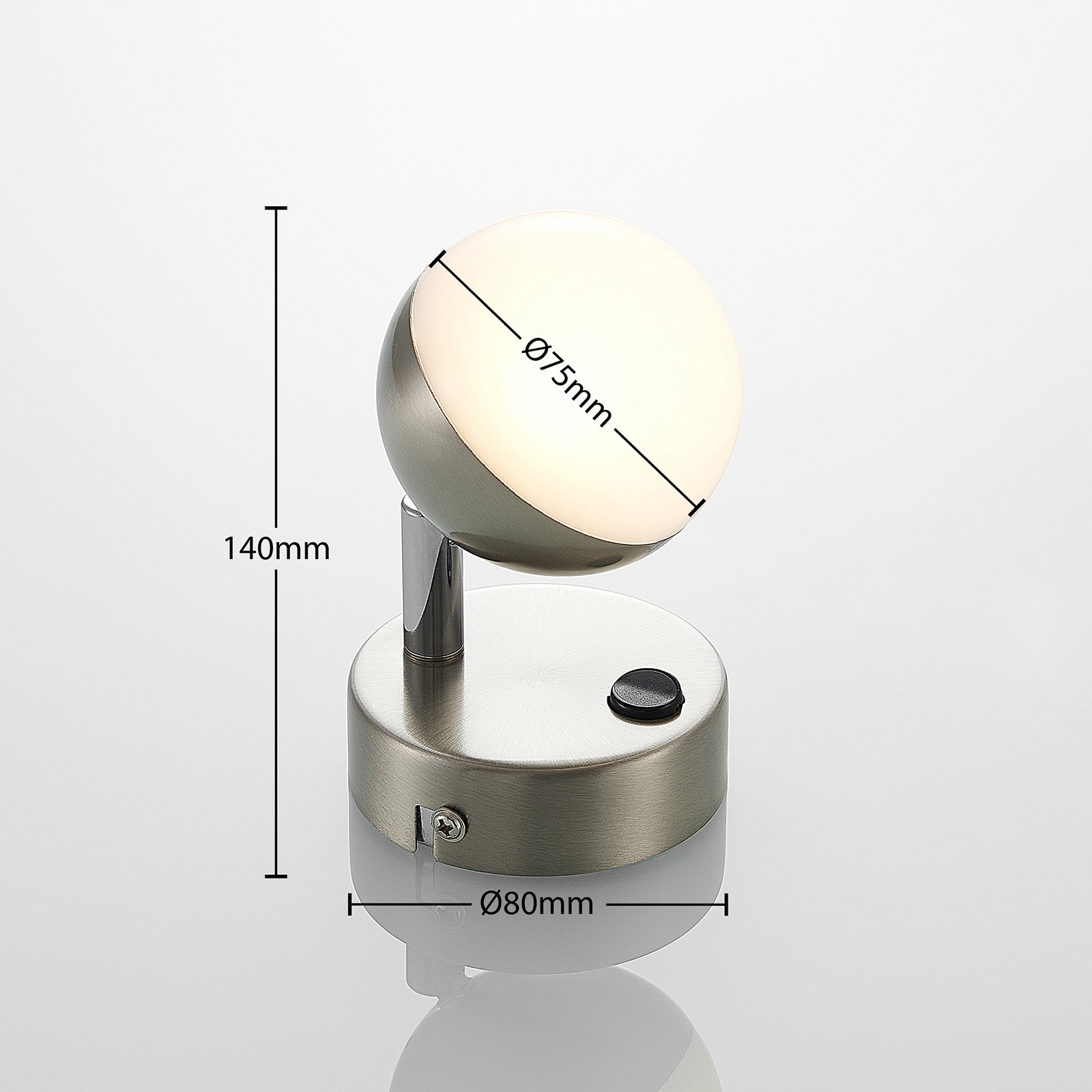 Lindby Lientje LED wall light steel, for Living / Dining Room, steel, plastic, 4.5 W, energy efficiency: A+, W: 8 cm