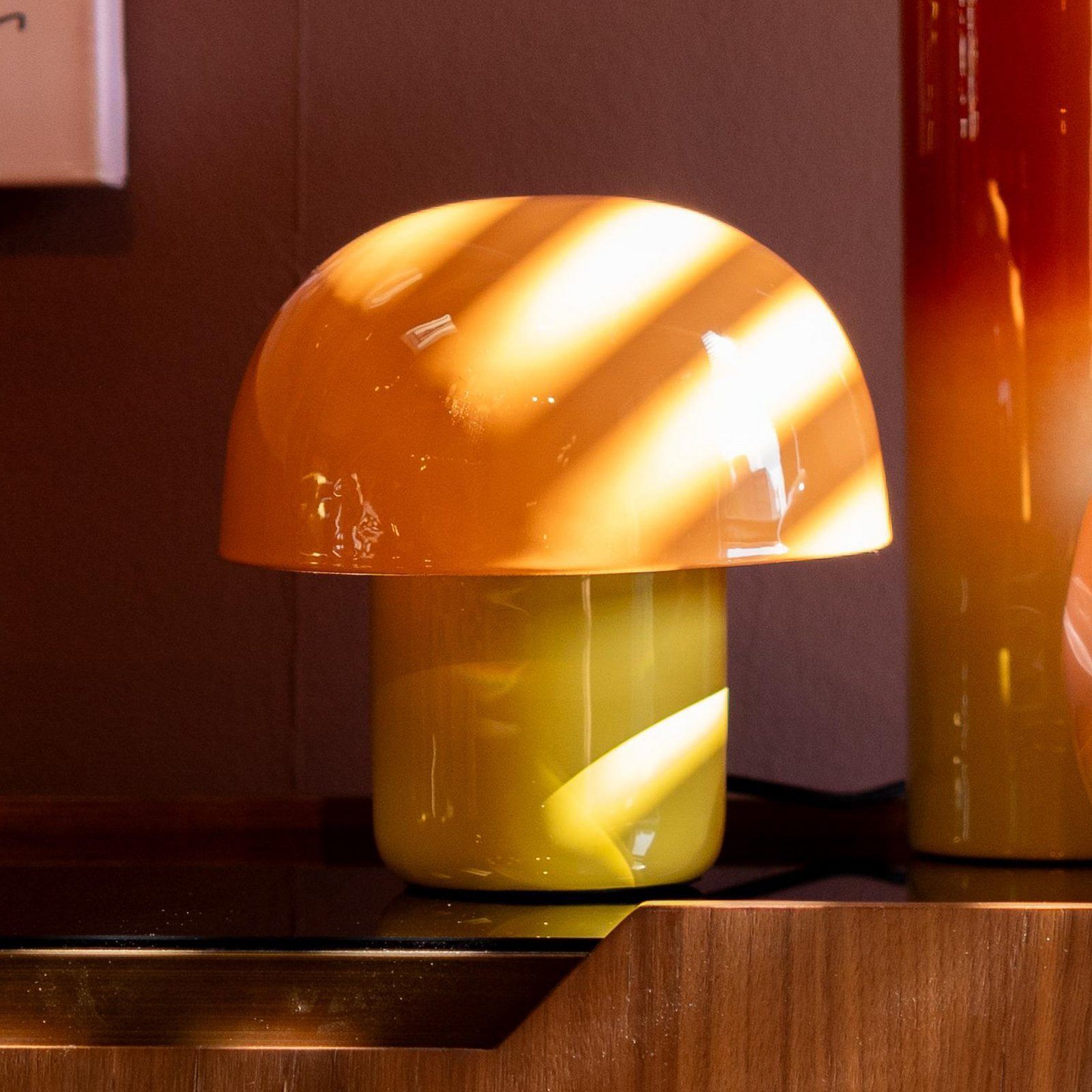 Kare galda lampa Mushroom, oranža, metāls, 20 cm, E14