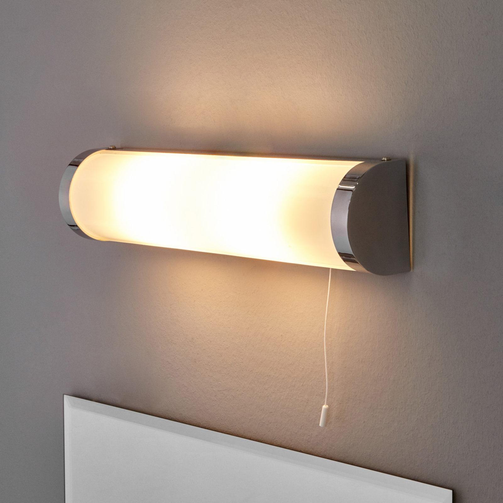 Searchlight Discreet bathroom light Liana, IP44, for Bathroom, polycarbonate, metal, E14, 40 W, energy efficiency: A++, W: 40 cm, H: 9 cm