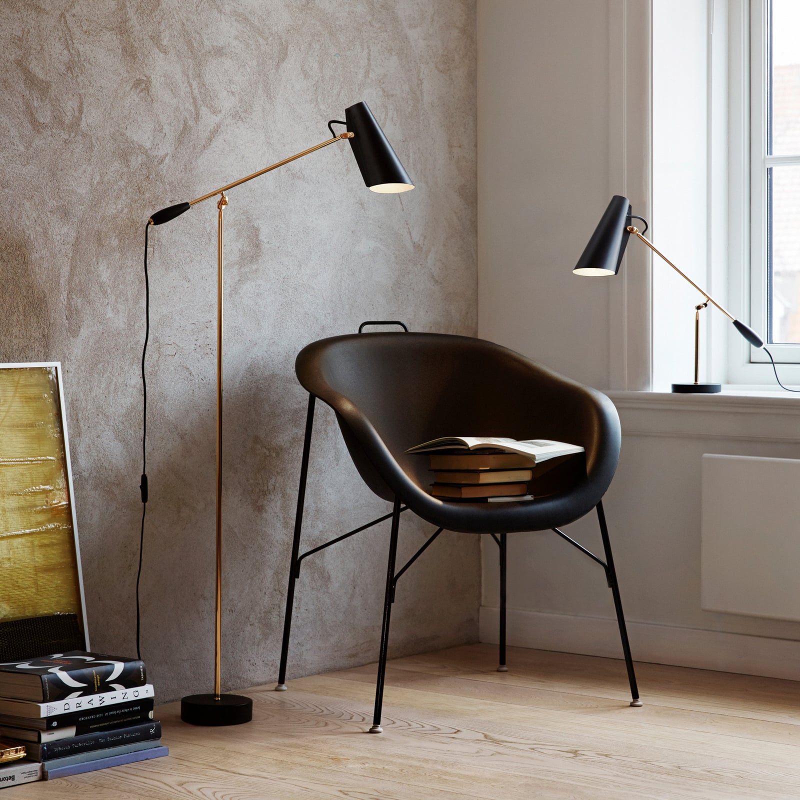 Birdy Lampadaire Noir/Laiton - Northern